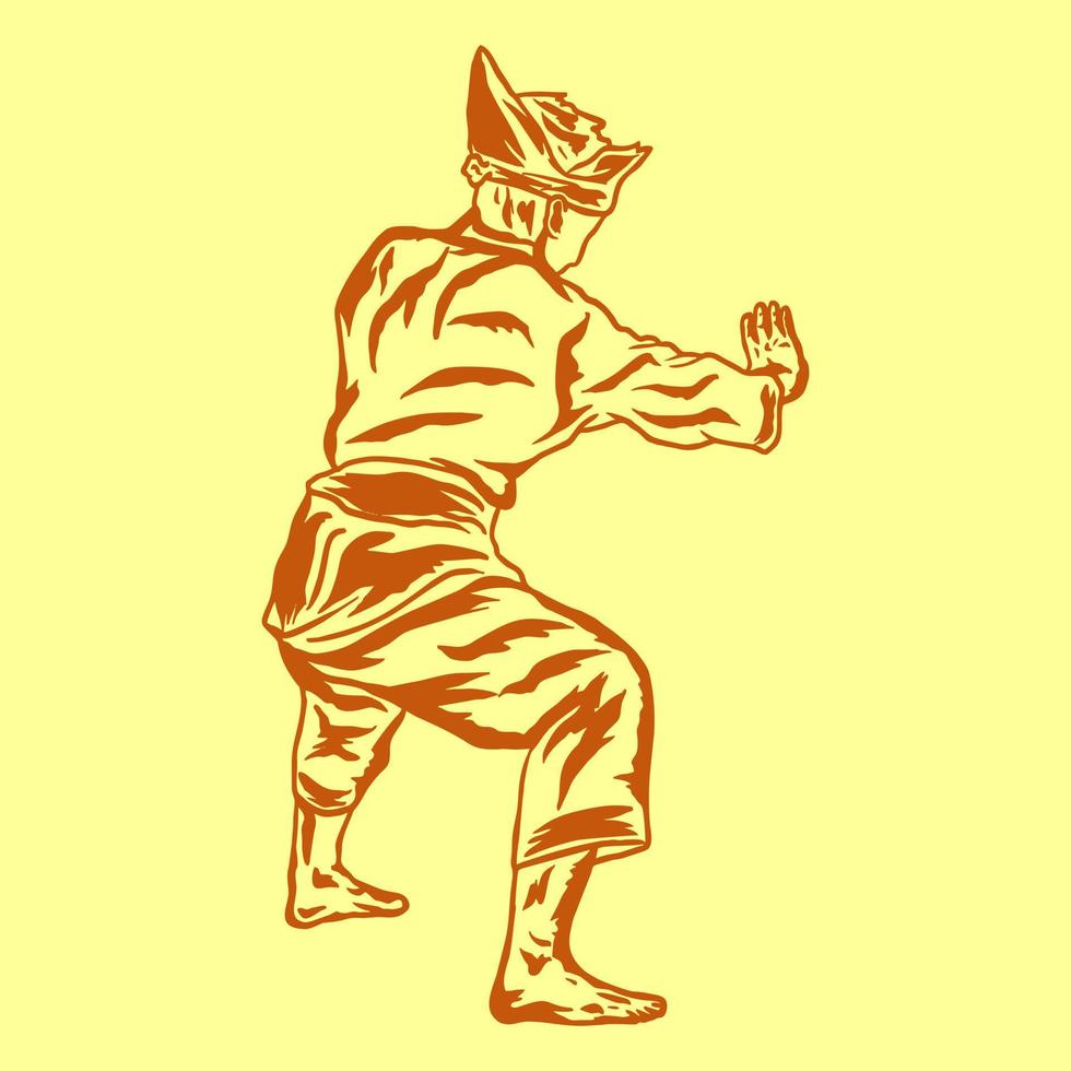 pencak silat illustrazione linea d'arte vettore