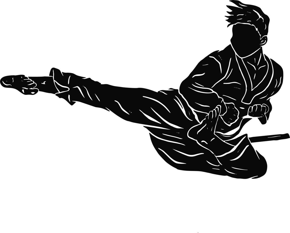 pencak silat illustrazione linea d'arte vettore