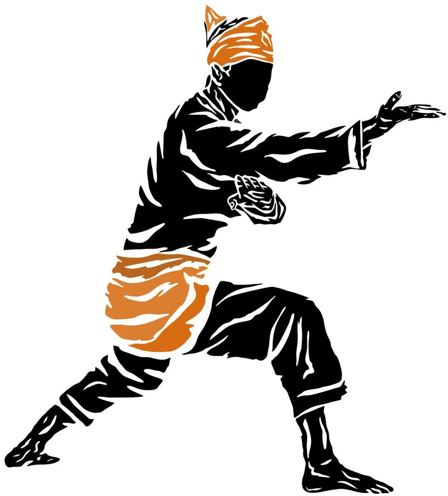 pencak silat illustrazione linea d'arte vettore