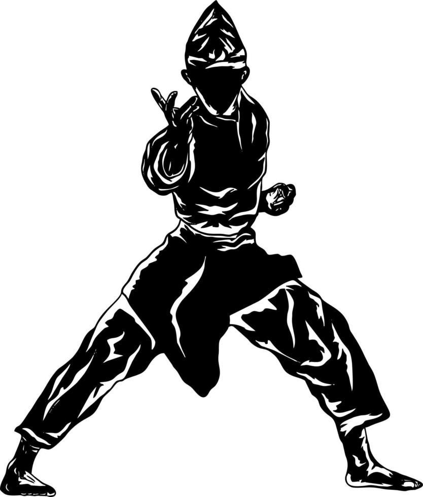 pencak silat illustrazione linea d'arte vettore