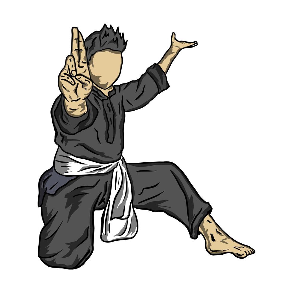 pencak silat combattente illustrazione piatto vettore