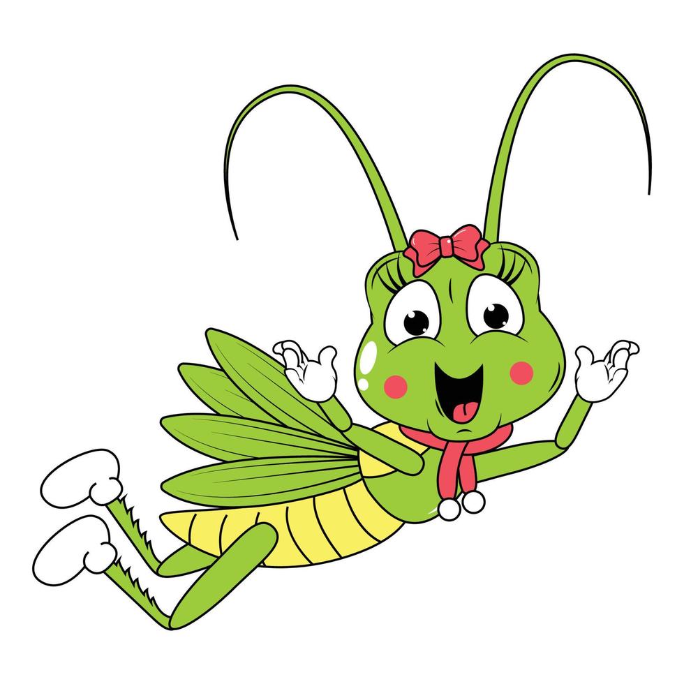 carino grasshoper animale cartone animato grafico vettore
