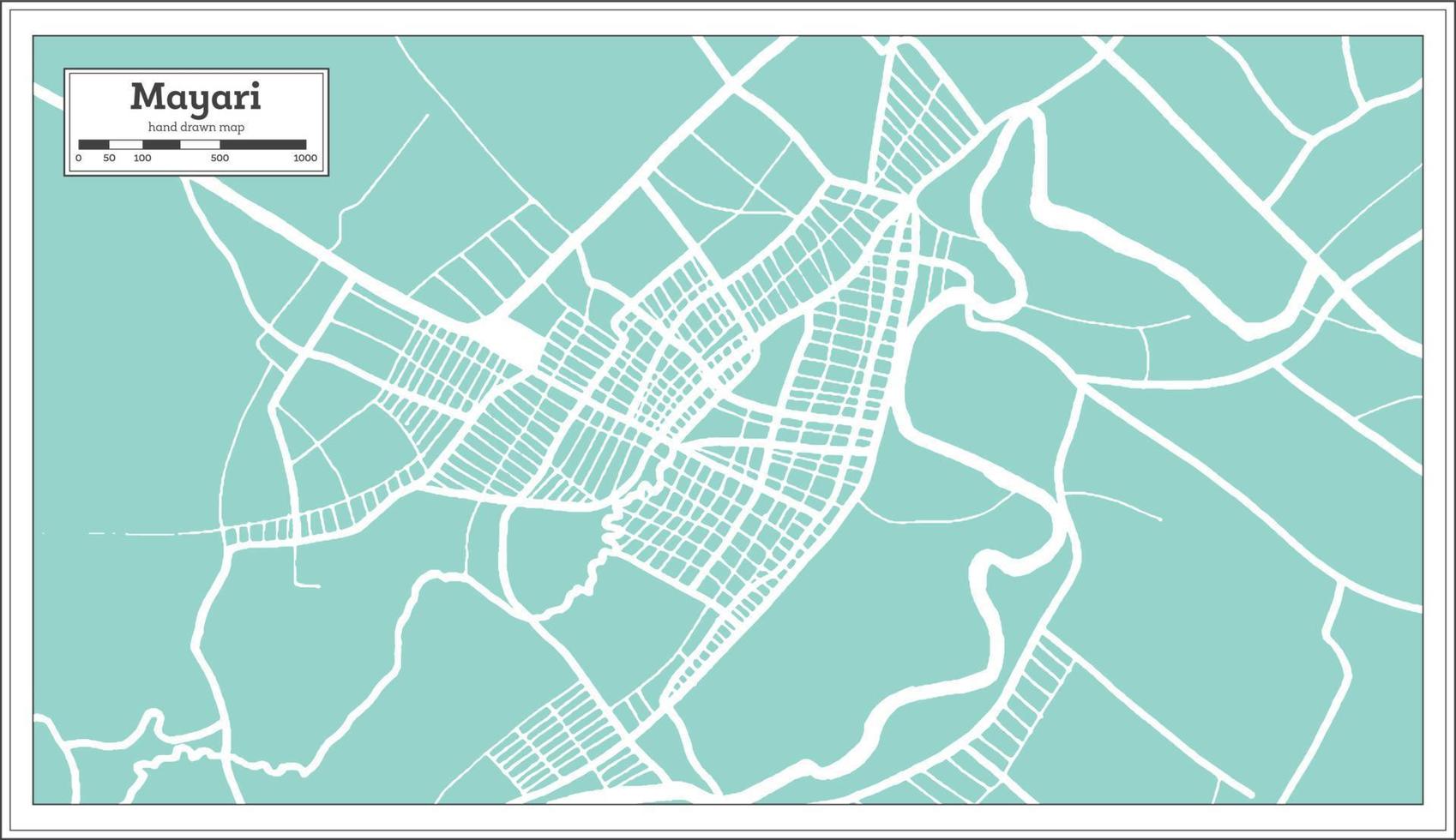 mayari Cuba città carta geografica nel retrò stile. schema carta geografica. vettore