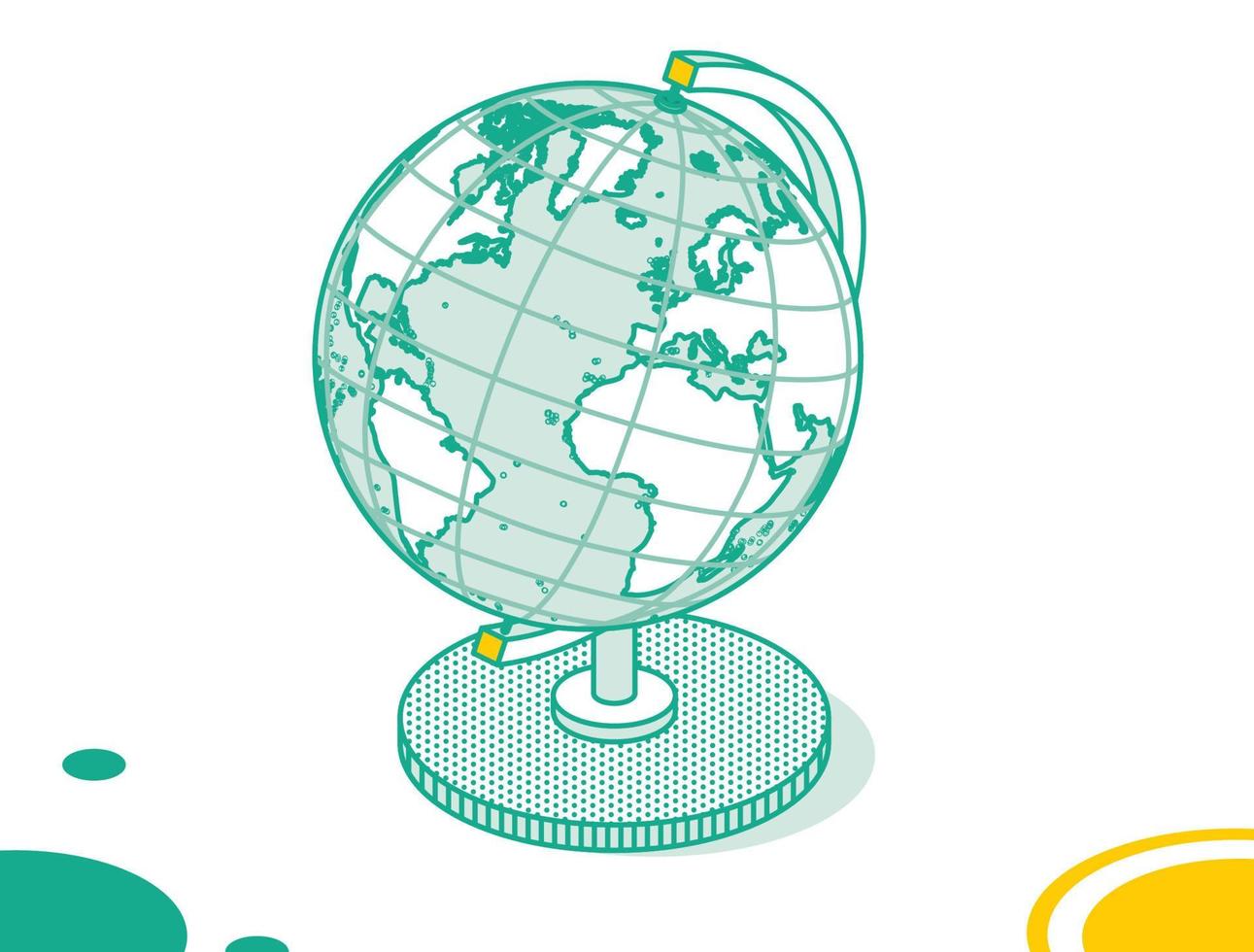 isometrico terra globo modello isolato su bianca sfondo. schema geografico oggetto. vettore