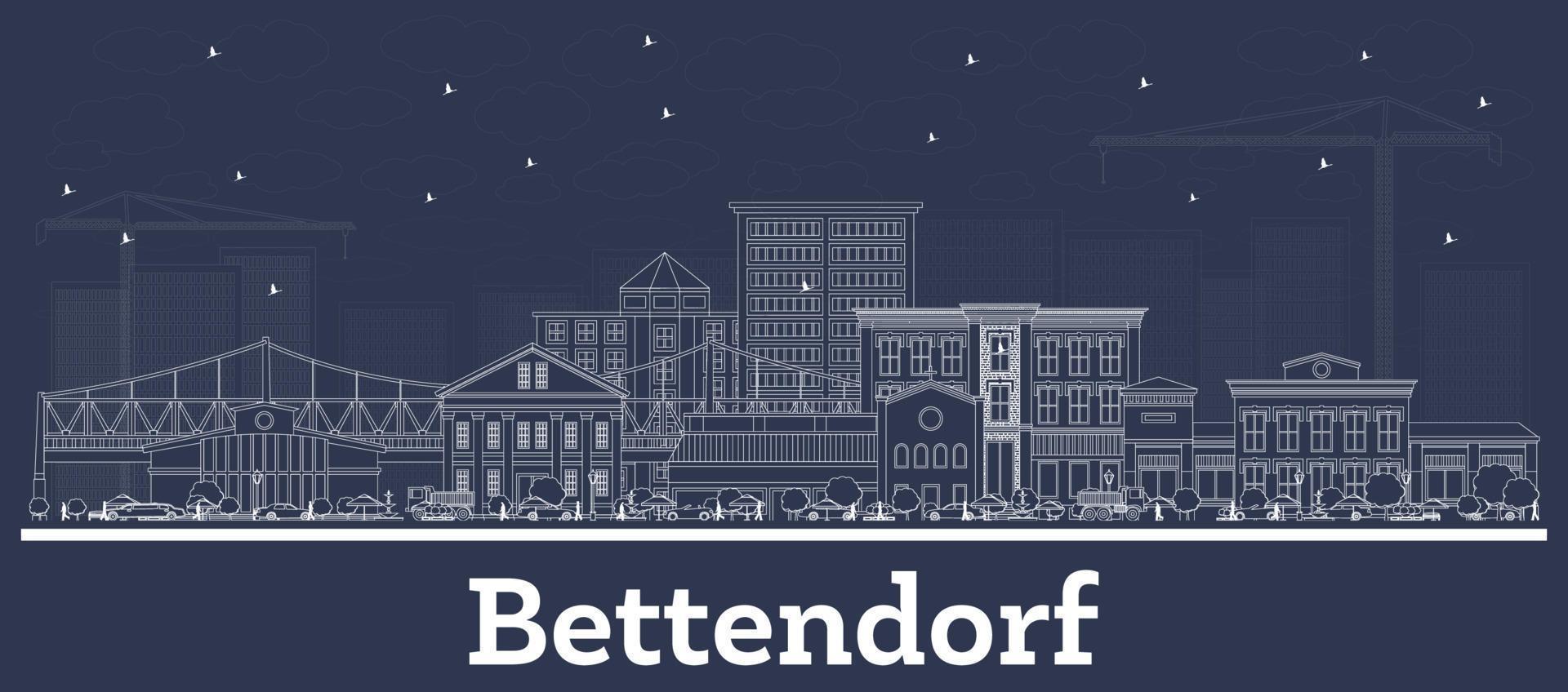 schema bettendorf Iowa Stati Uniti d'America città orizzonte con bianca edifici. vettore