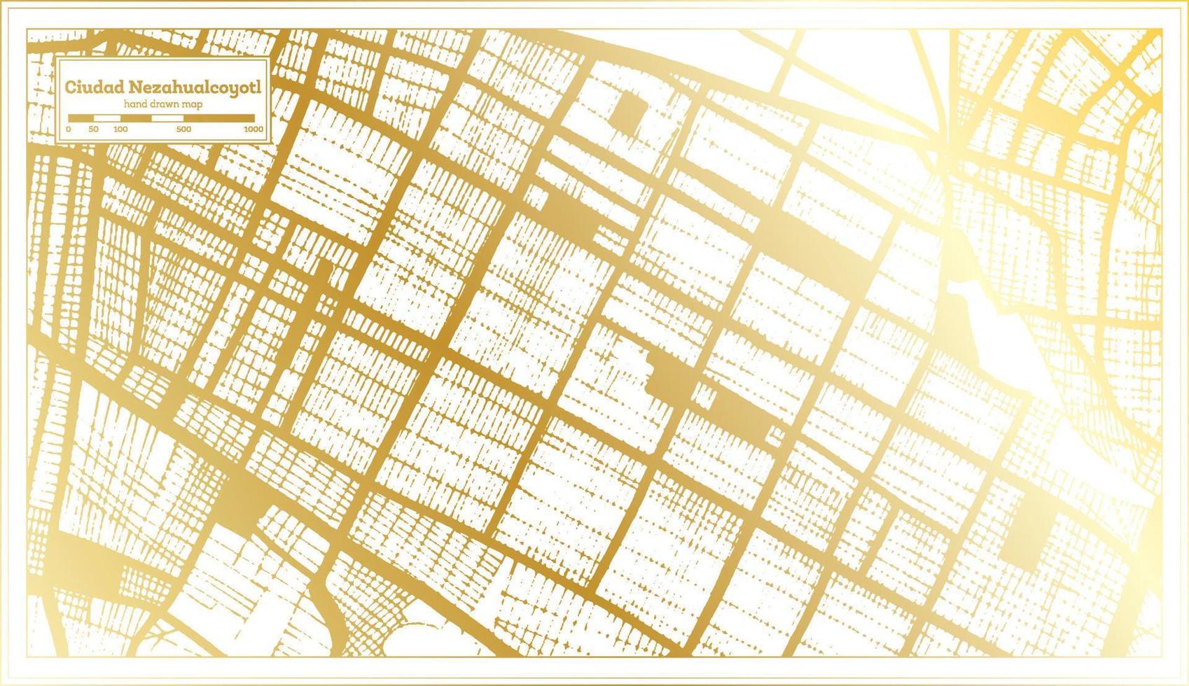 ciudad nezahualcoyotl Messico città carta geografica nel retrò stile nel d'oro colore. schema carta geografica. vettore