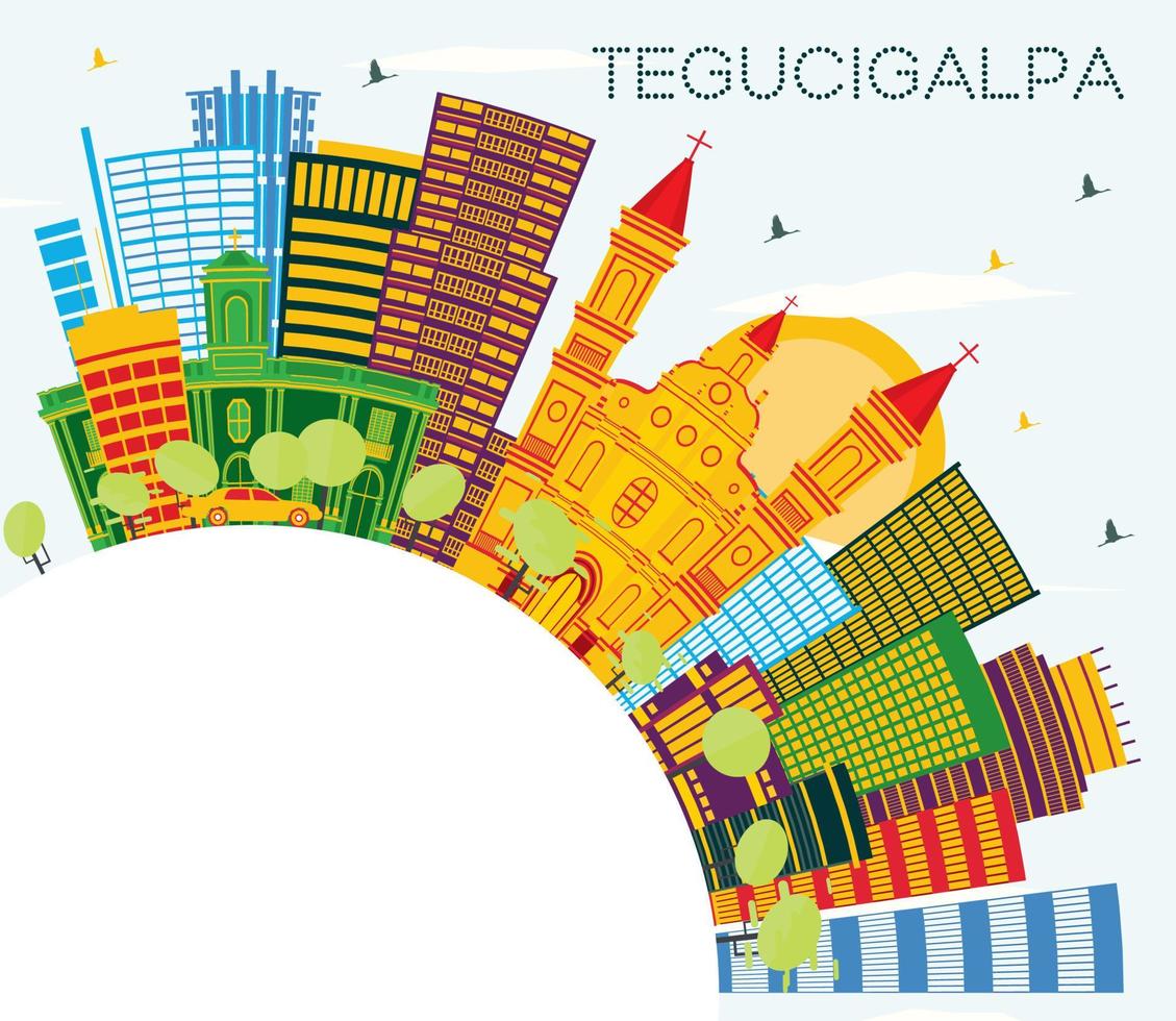 tegucigalpa Honduras città orizzonte con colore edifici, blu cielo e copia spazio. vettore