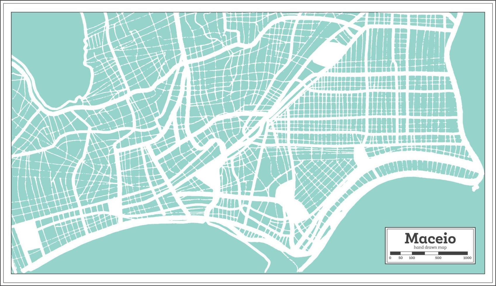 Maceio brasile città carta geografica nel retrò stile. schema carta geografica. vettore