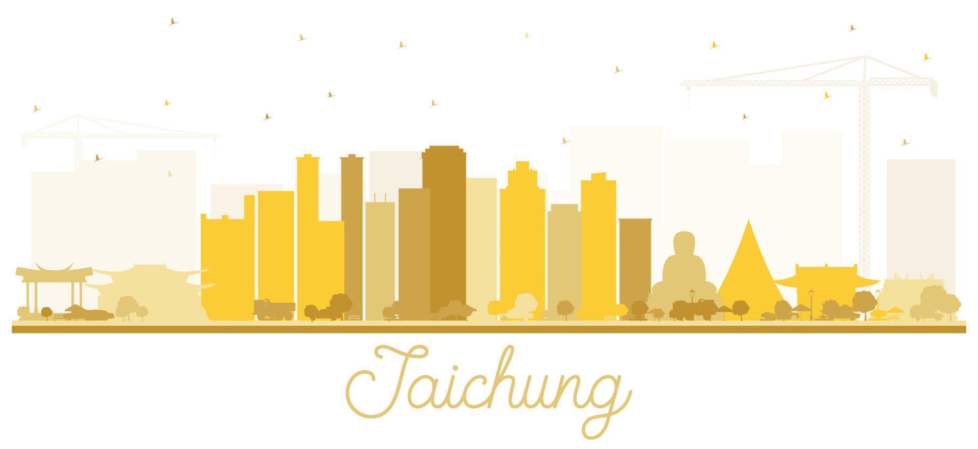 taichung Taiwan città orizzonte silhouette con d'oro edifici isolato su bianca. vettore