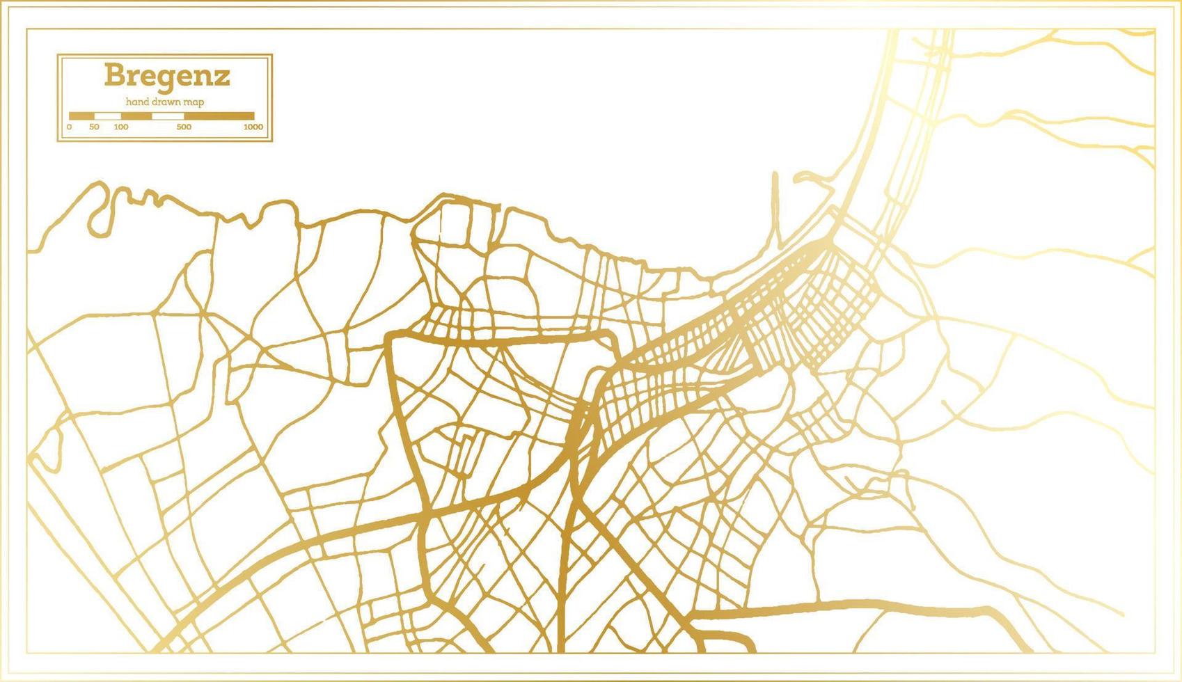bregenz Austria città carta geografica nel retrò stile nel d'oro colore. schema carta geografica. vettore