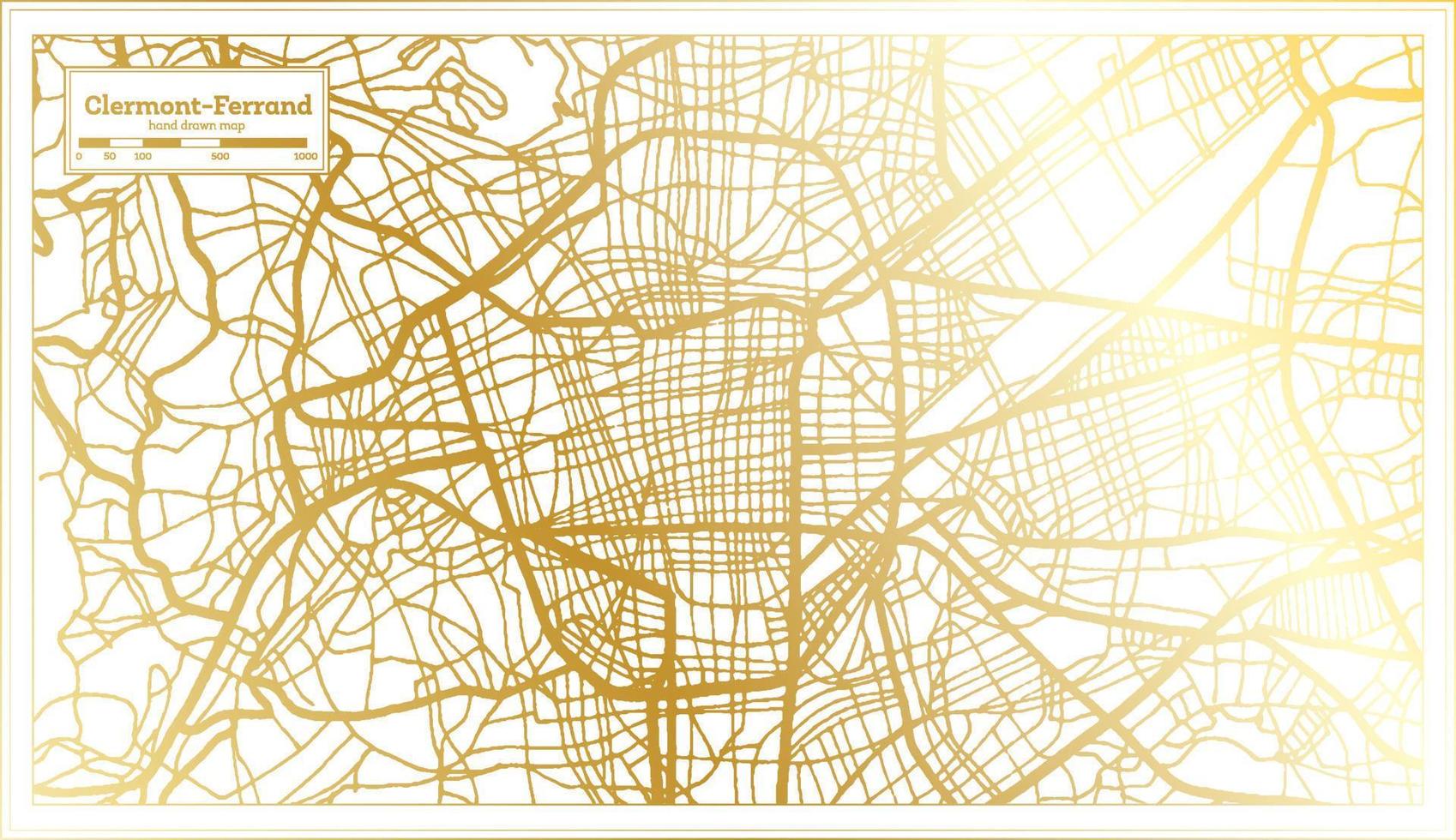 clemont ferrando Francia città carta geografica nel retrò stile nel d'oro colore. schema carta geografica. vettore