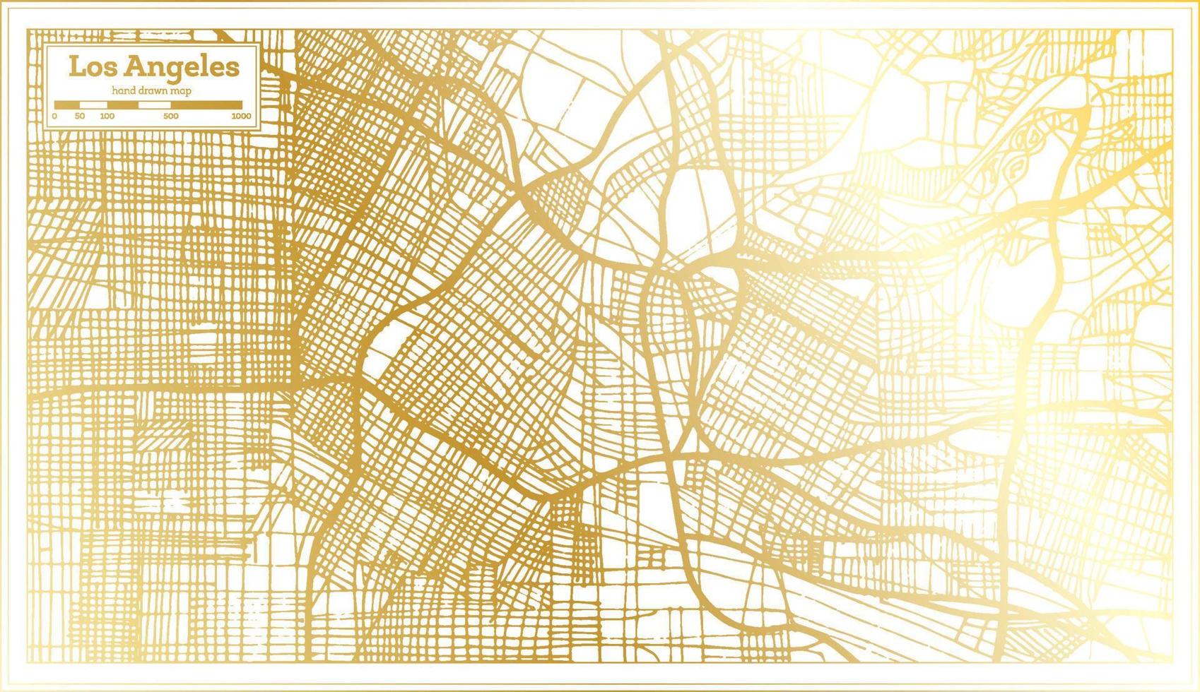 los angeles California Stati Uniti d'America città carta geografica nel retrò stile nel d'oro colore. schema carta geografica. vettore