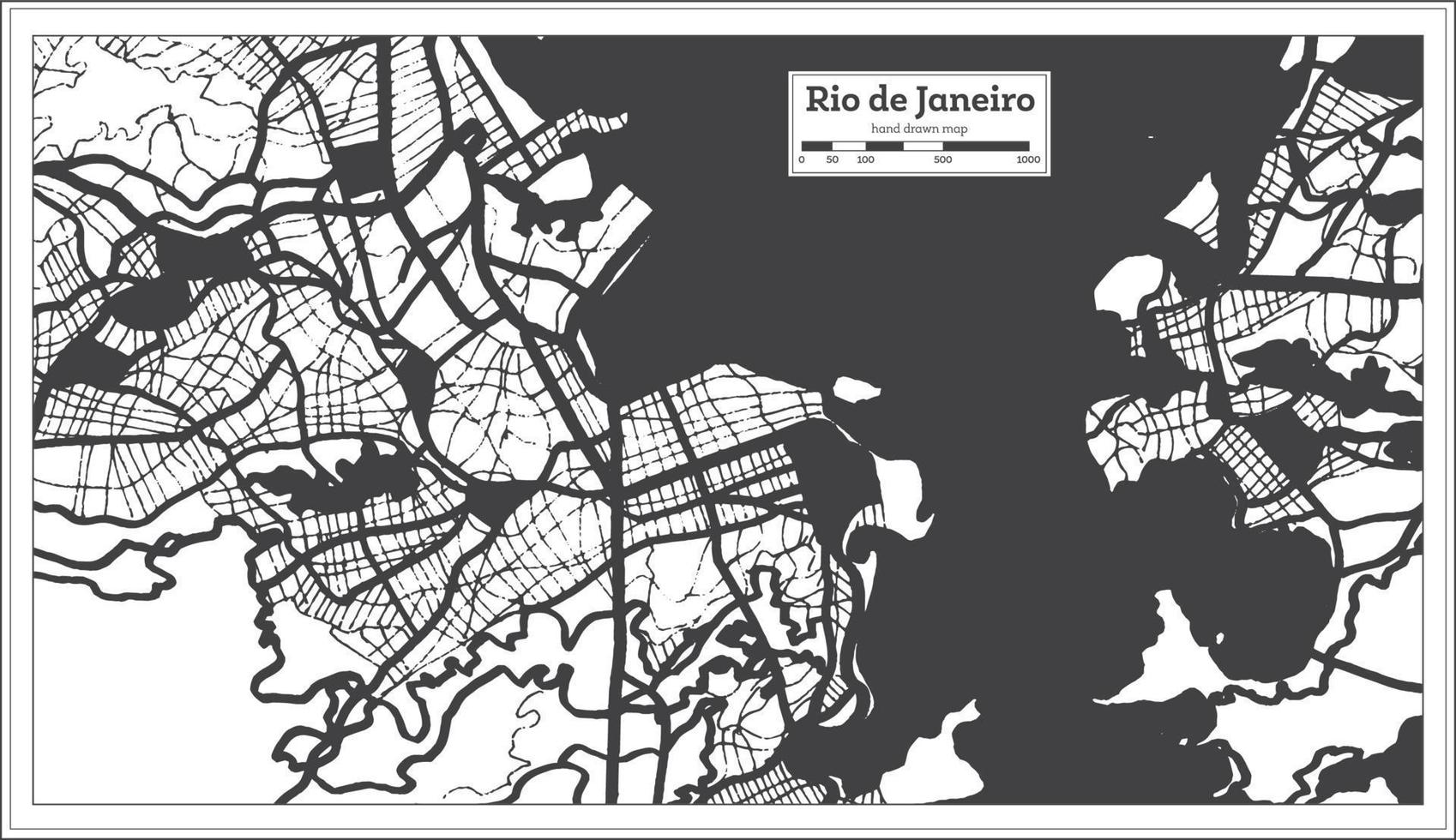 rio de janeiro brasile città carta geografica nel nero e bianca colore nel retrò stile. vettore