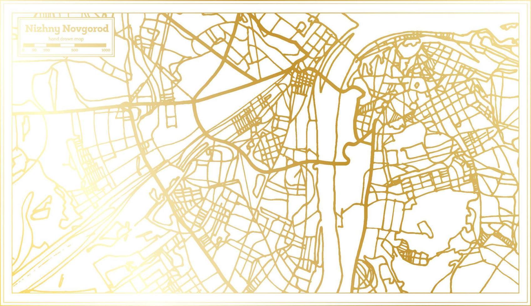 nizhny novgorod Russia città carta geografica nel retrò stile nel d'oro colore. schema carta geografica. vettore