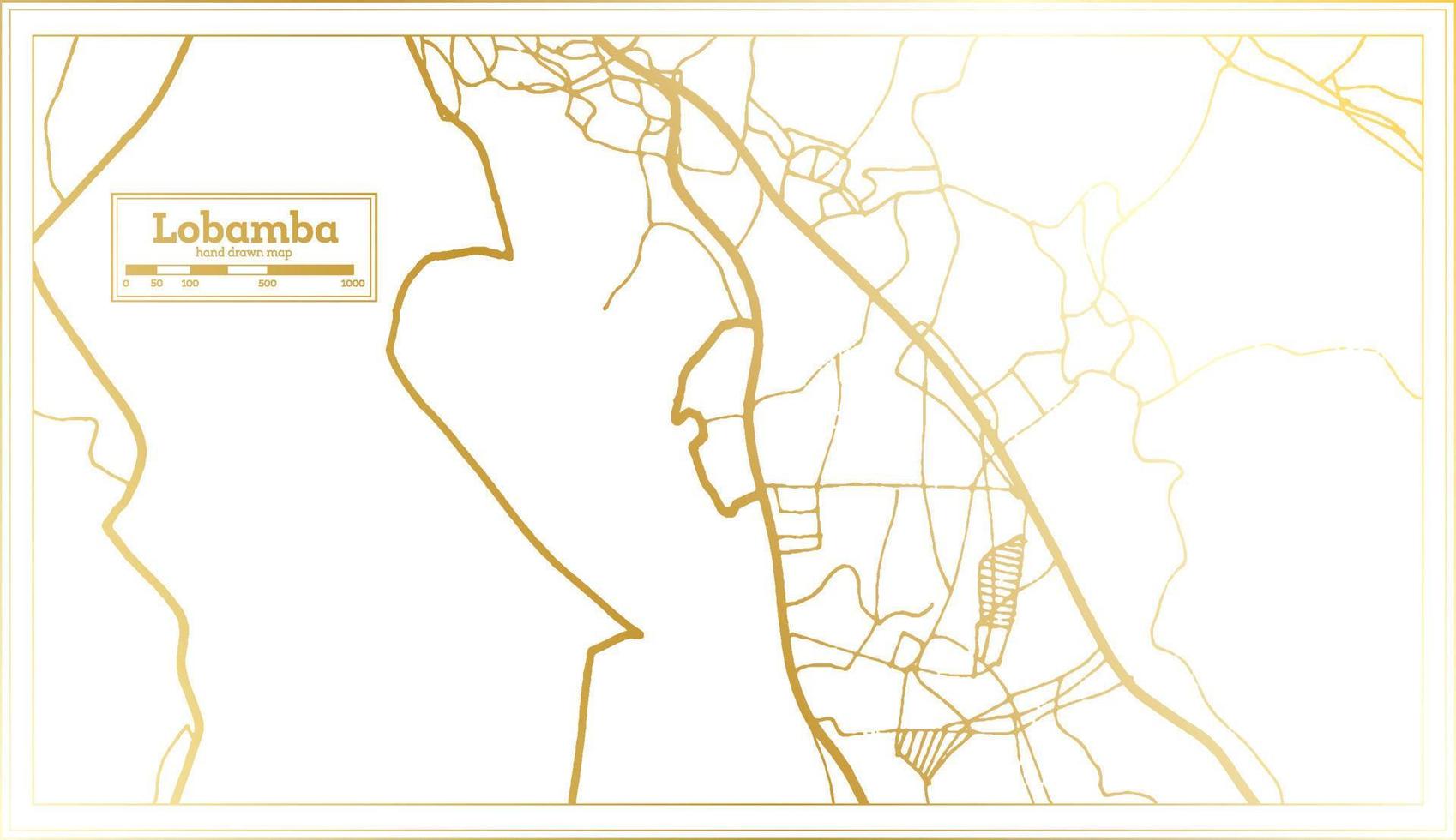 lobamba Swaziland città carta geografica nel retrò stile nel d'oro colore. schema carta geografica. vettore
