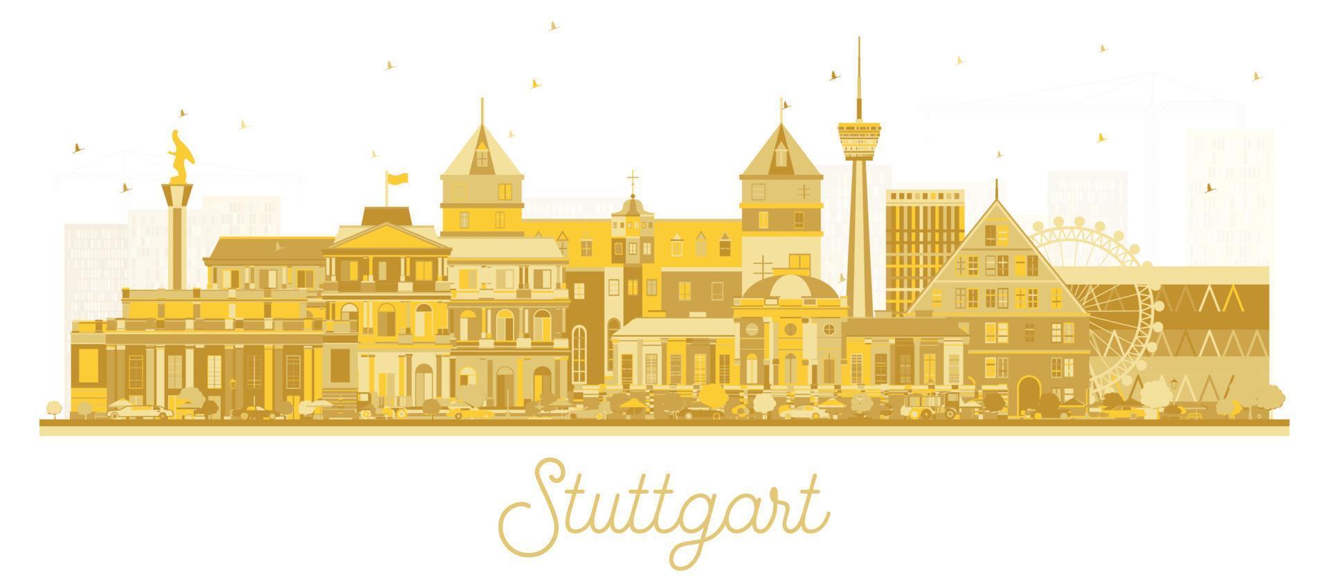 stoccarda Germania città orizzonte silhouette con d'oro edifici isolato su bianca. vettore