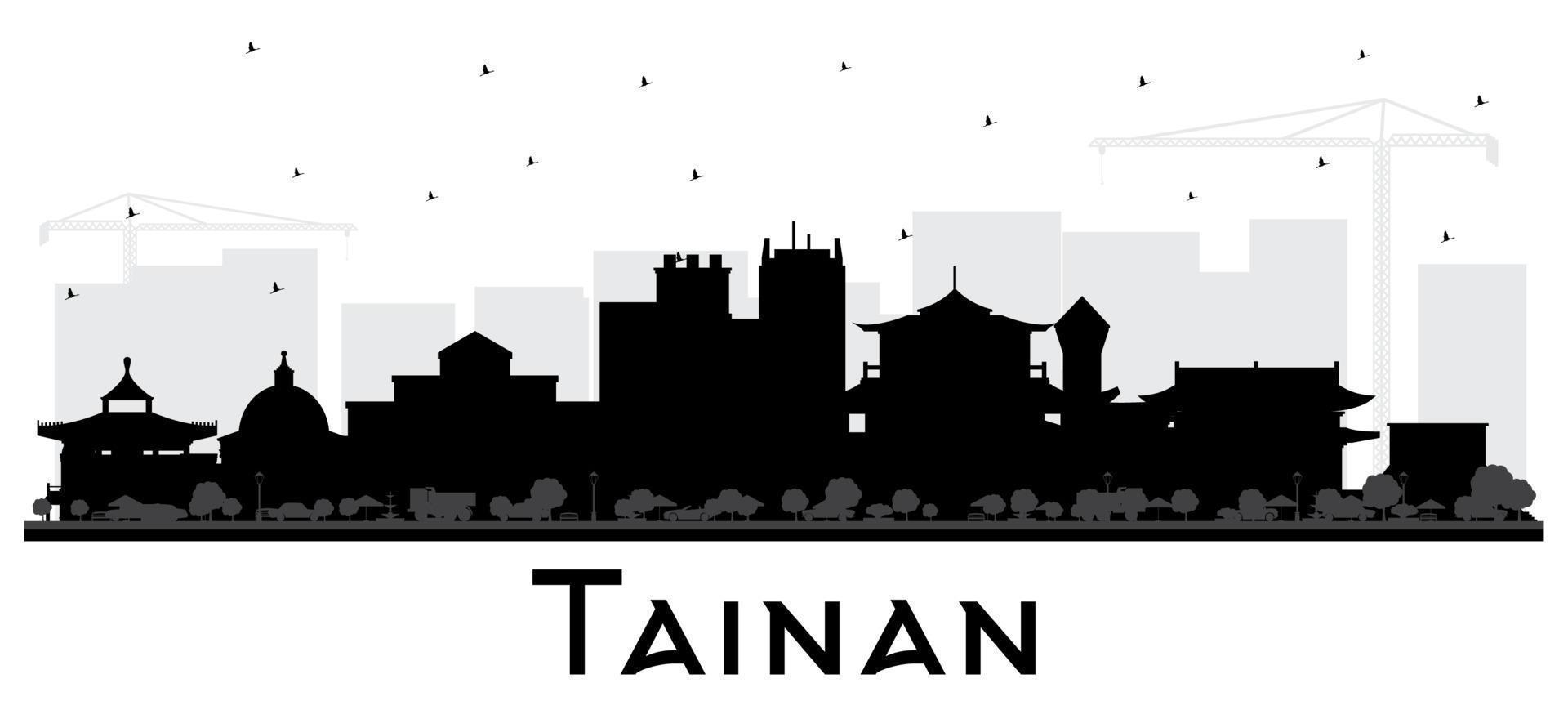 tainan Taiwan città orizzonte silhouette con nero edifici isolato su bianca. vettore