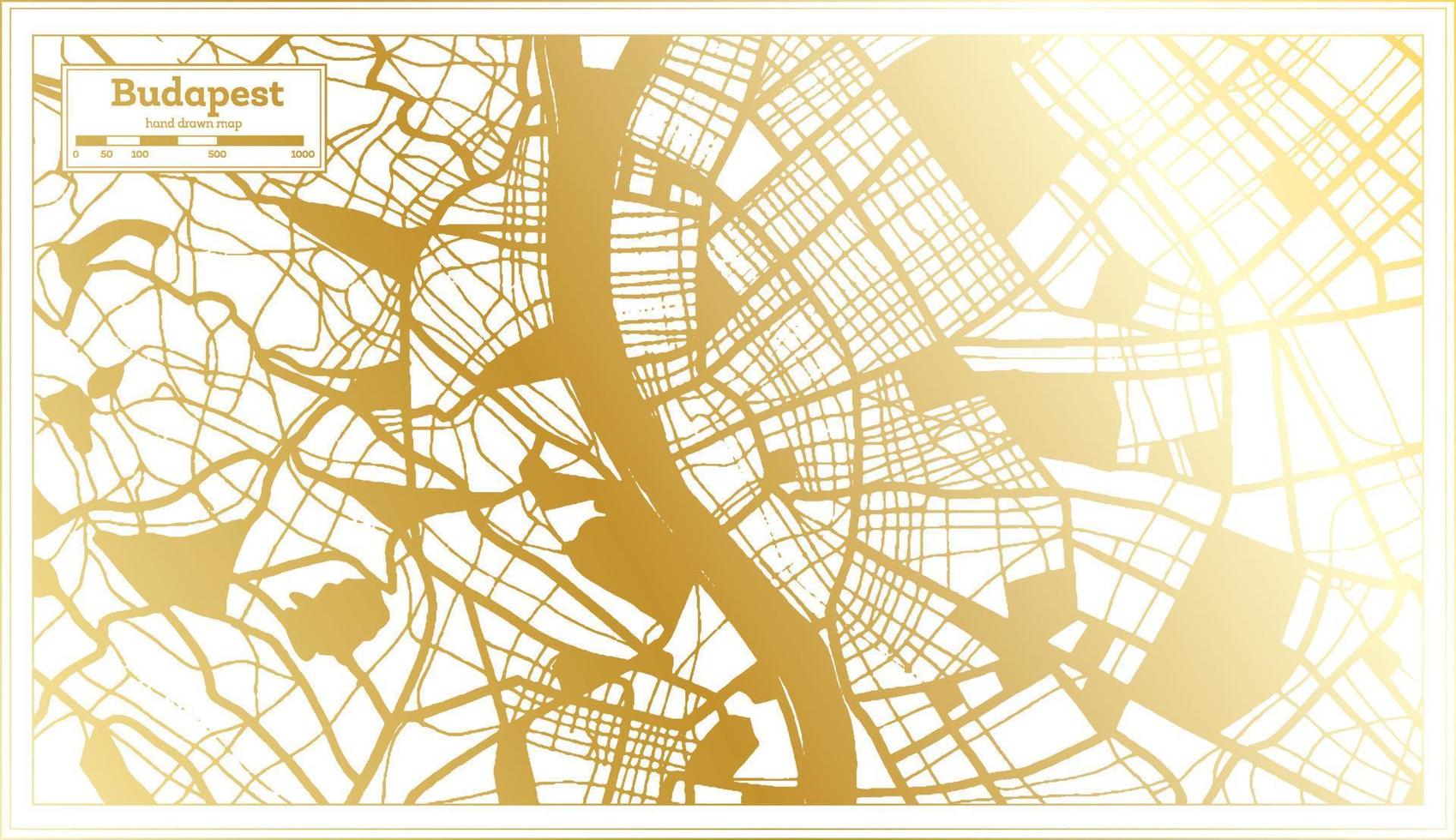 budapest Ungheria città carta geografica nel retrò stile nel d'oro colore. schema carta geografica. vettore