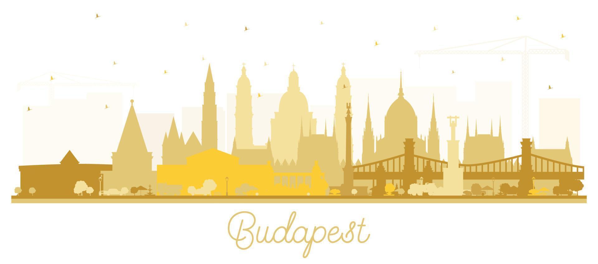 budapest Ungheria città orizzonte silhouette con d'oro edifici isolato su bianca. vettore