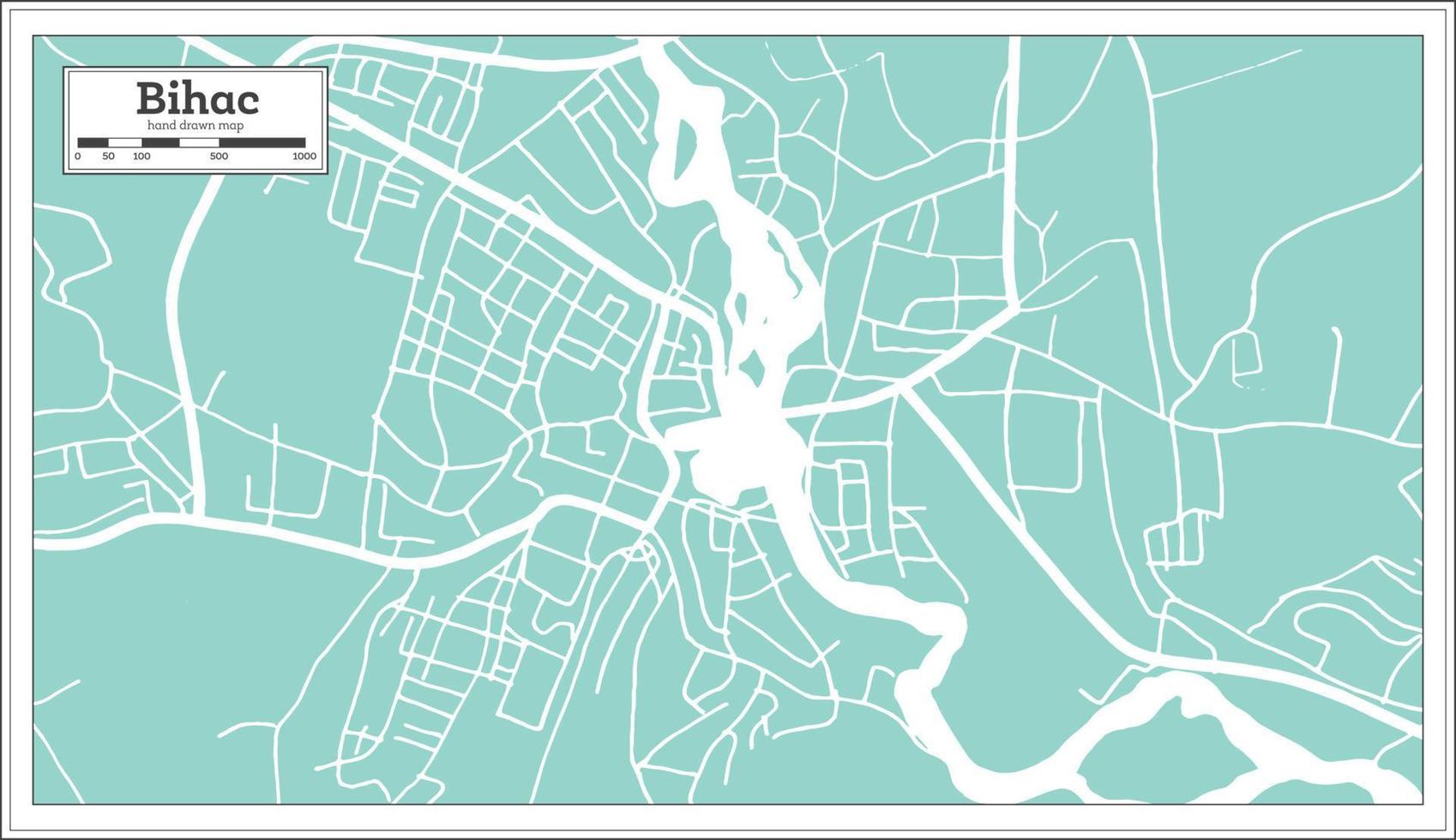 bihac bosnia e erzegovina città carta geografica nel retrò stile. schema carta geografica. vettore