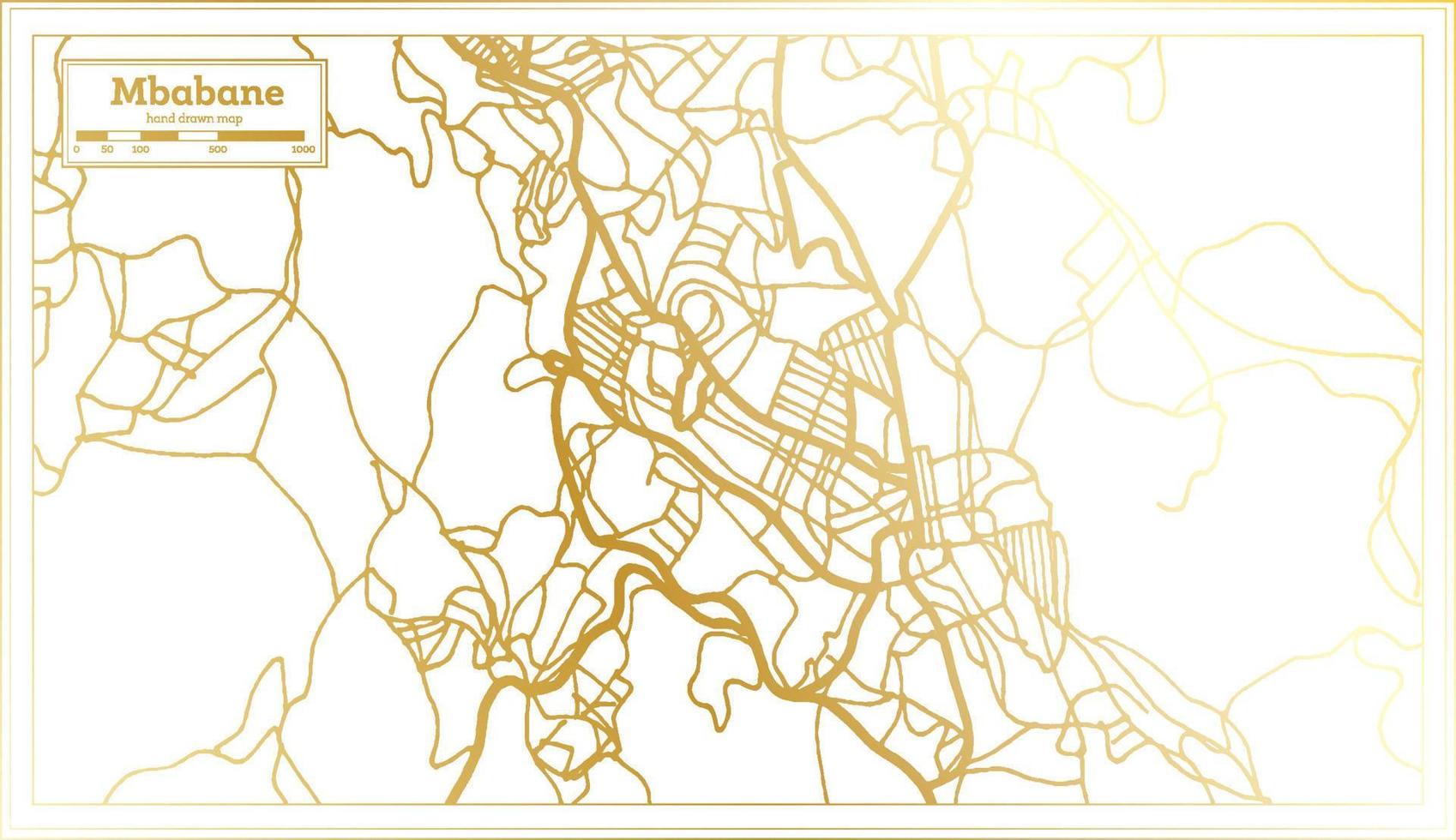 mbabane Swaziland città carta geografica nel retrò stile nel d'oro colore. schema carta geografica. vettore