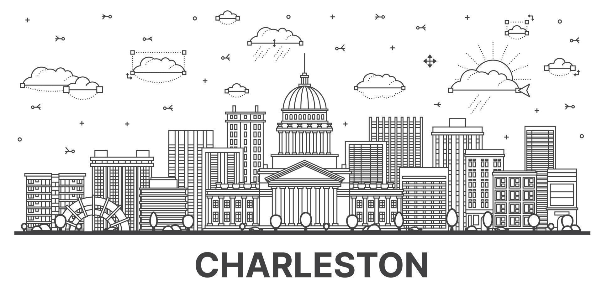 schema Charleston ovest Virginia Stati Uniti d'America città orizzonte con moderno edifici isolato su bianca. vettore