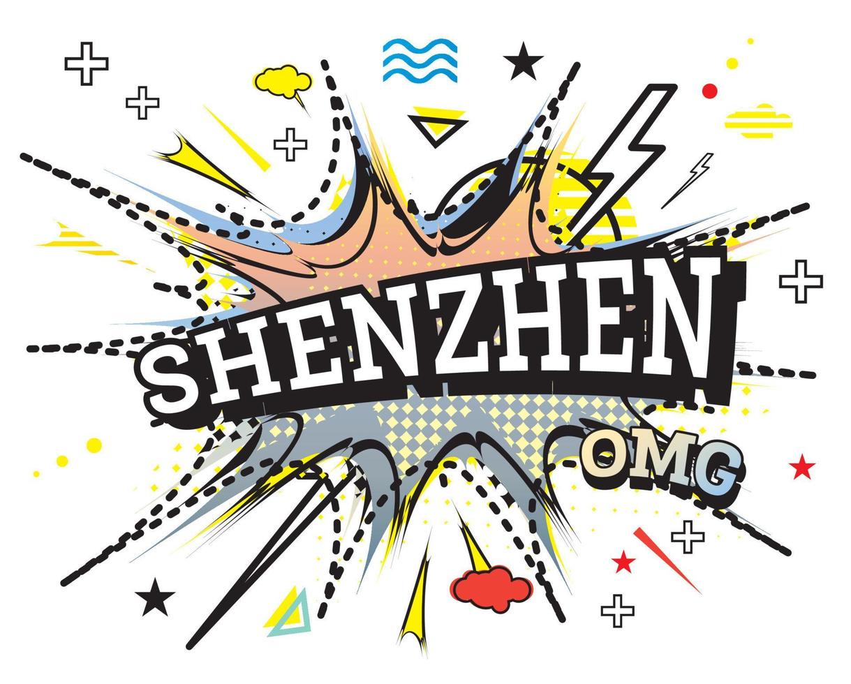 Shenzhen comico testo nel pop arte stile isolato su bianca sfondo. vettore