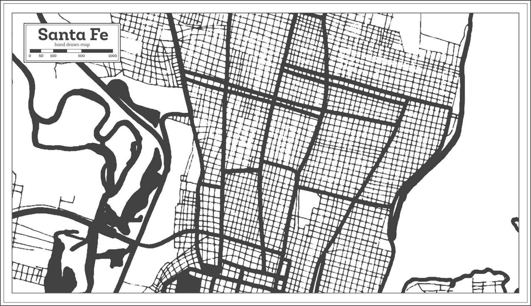 Santa fe argentina città carta geografica nel nero e bianca colore nel retrò stile isolato su bianca. vettore