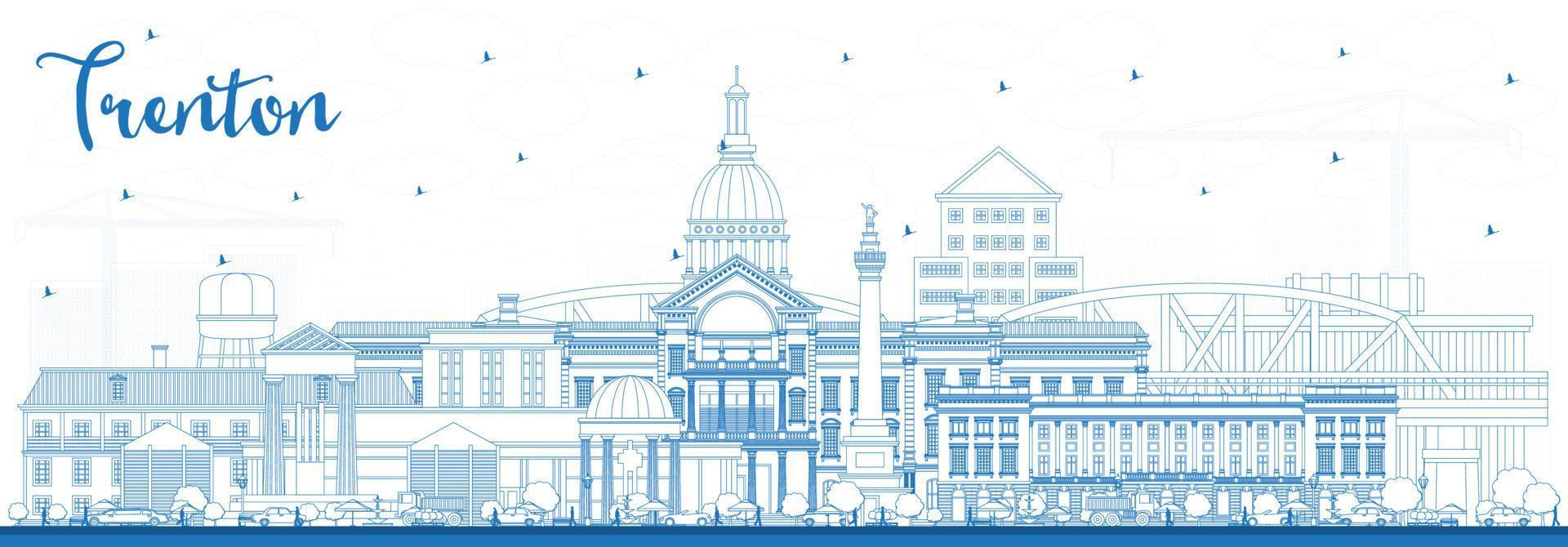 schema trenton nuovo maglia città orizzonte con blu edifici. vettore