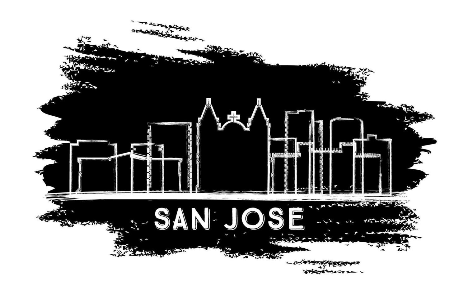 san jose costa rica città orizzonte silhouette. mano disegnato schizzo. vettore