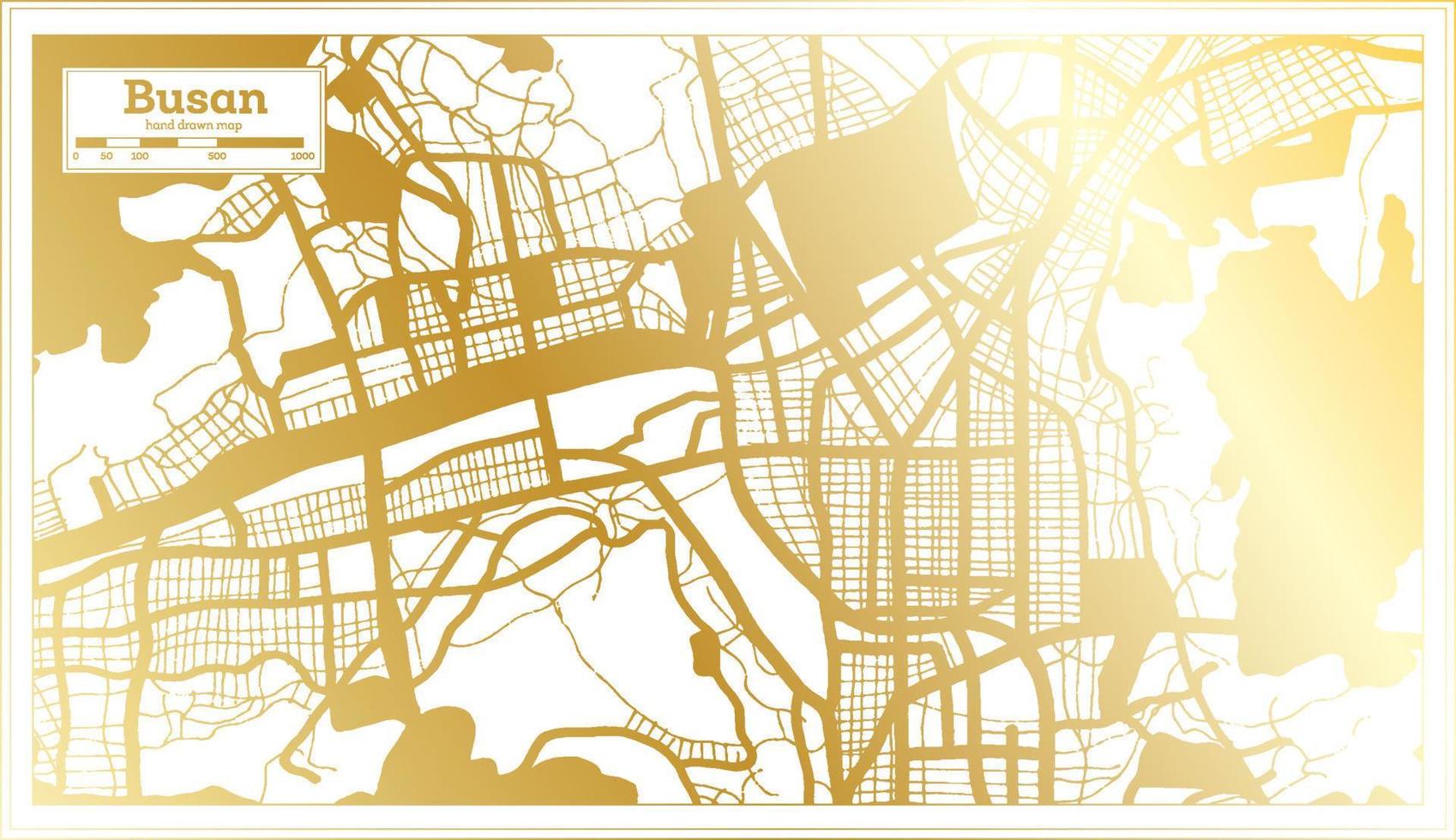 busan Sud Corea città carta geografica nel retrò stile nel d'oro colore. schema carta geografica. vettore