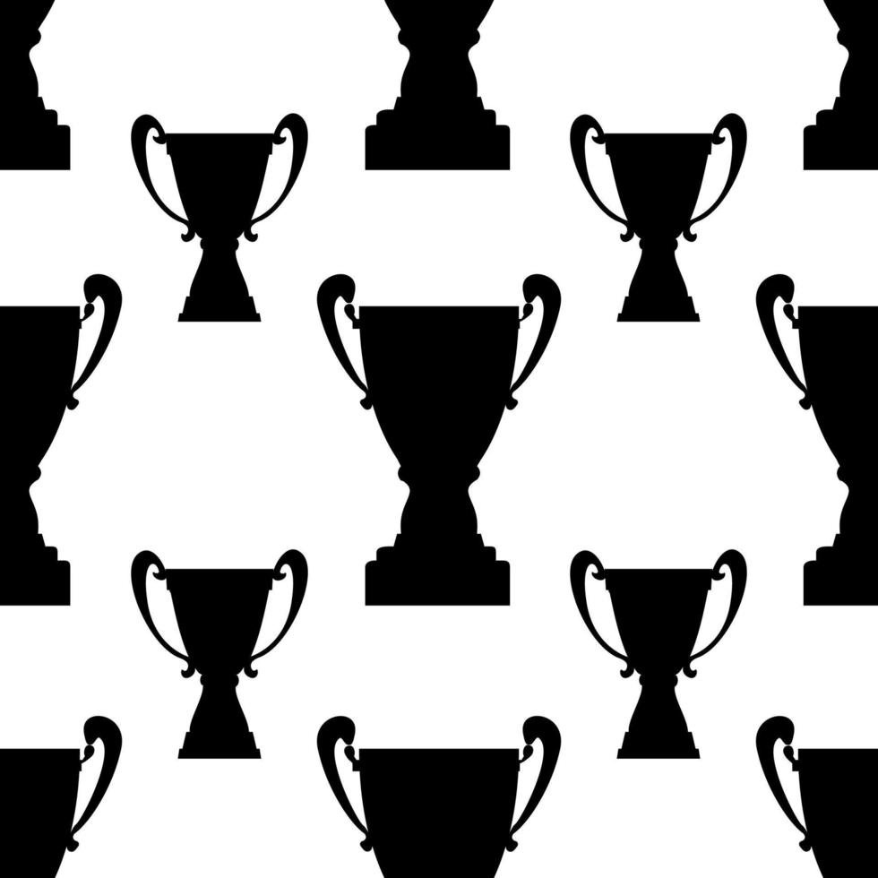 vincitore trofeo tazza senza soluzione di continuità modello. nero semplice silhouette struttura. campionato premio per primo posto. vettore illustrazione.