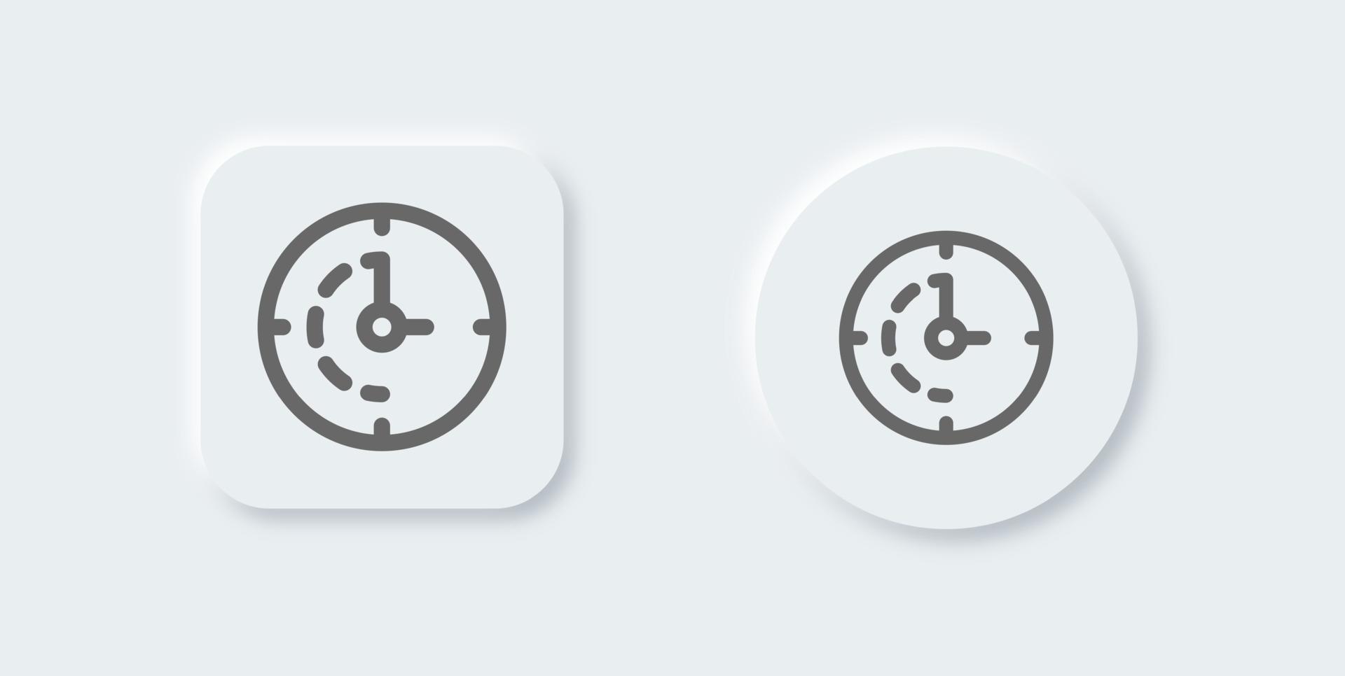 tempo linea icona nel neomorfo design stile. orologio segni vettore illustrazione.
