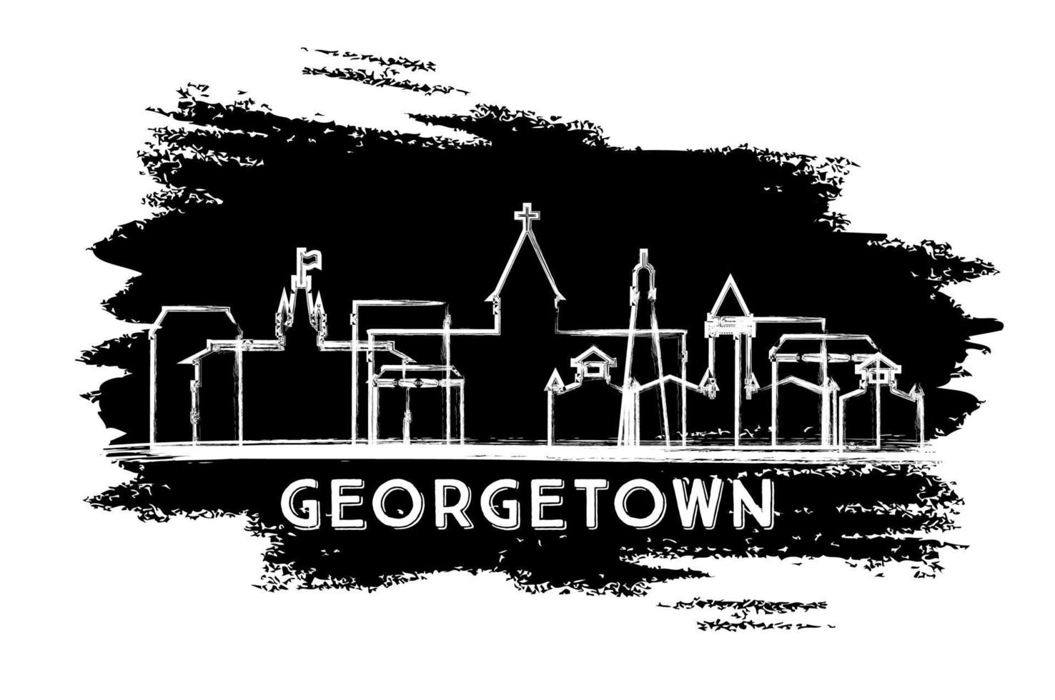 georgetown Guyana città orizzonte silhouette. mano disegnato schizzo. vettore