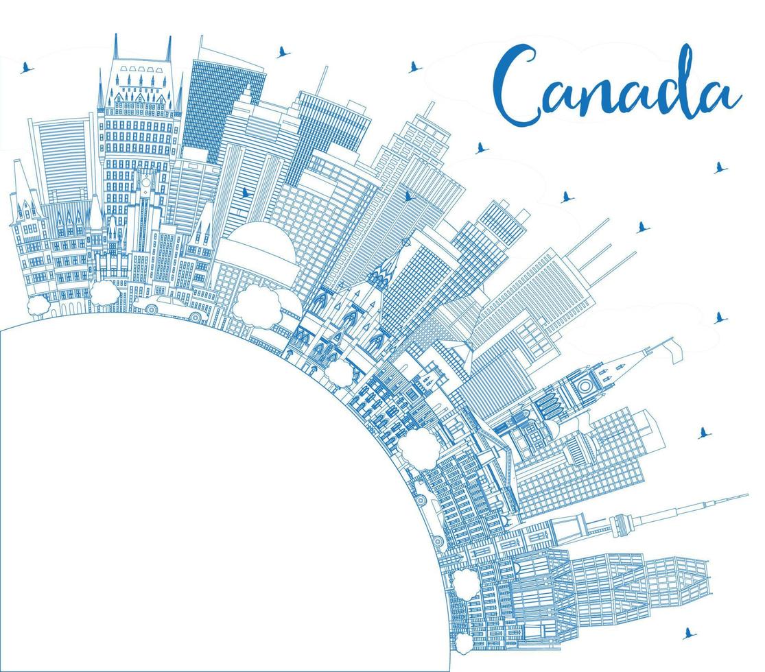 schema Canada città orizzonte con blu edifici e copia spazio. vettore