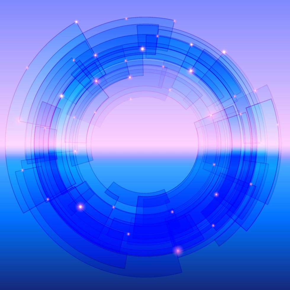 retro-futuristico sfondo con blu segmentato cerchio e scintille vettore