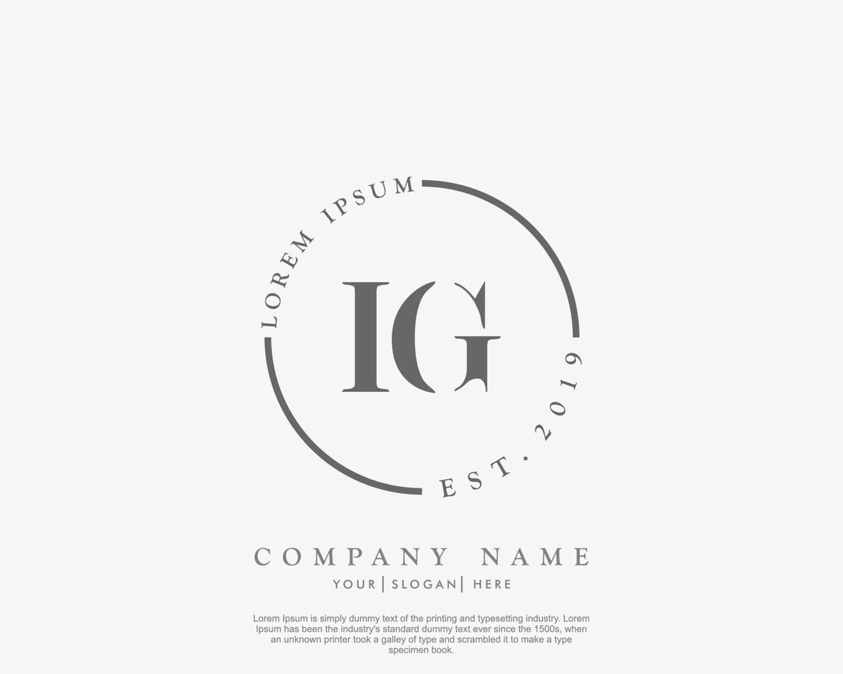 iniziale ig femminile logo bellezza monogramma e elegante logo disegno, grafia logo di iniziale firma, nozze, moda, floreale e botanico con creativo modello vettore