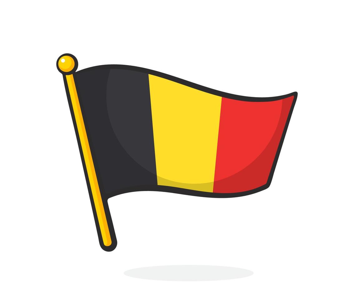 cartone animato illustrazione di bandiera di Belgio su flagstaff vettore