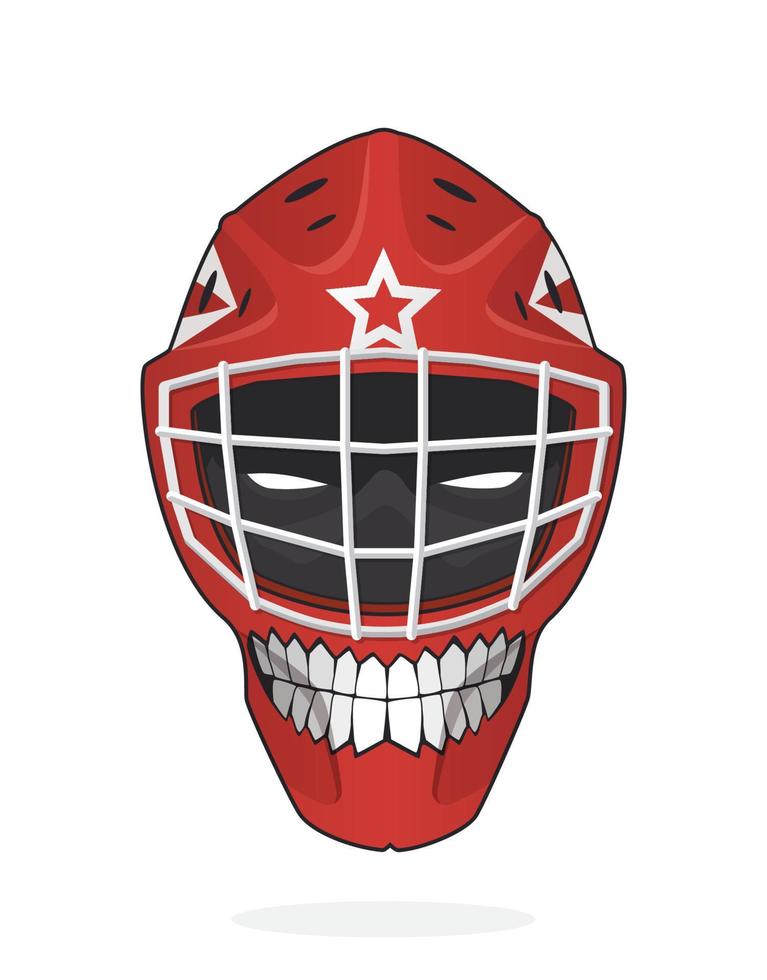 hockey portiere casco con il male viso dentro vettore