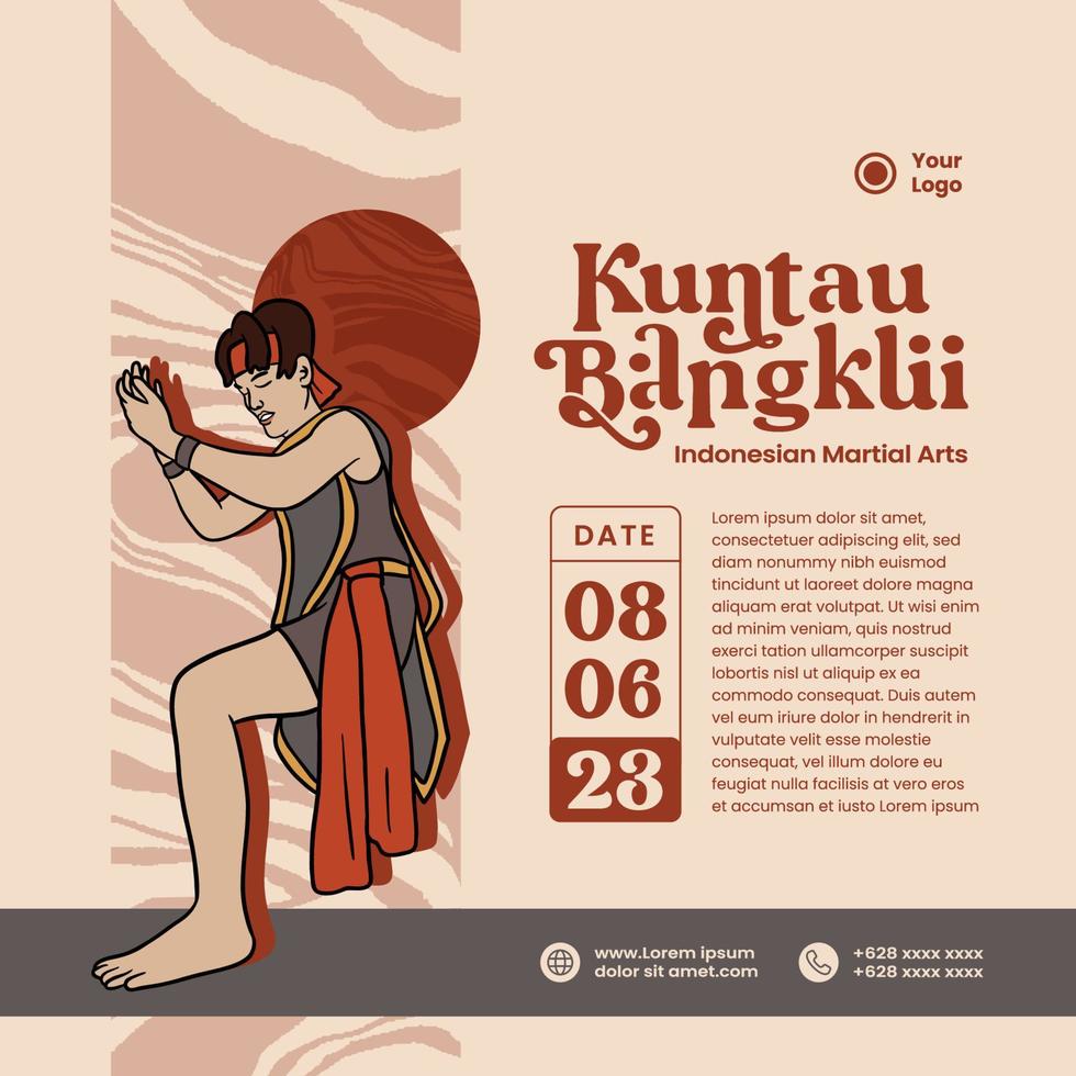dayaknese kuntau bangkui marziale arte mano disegnato illustrazione per evento manifesto modello vettore