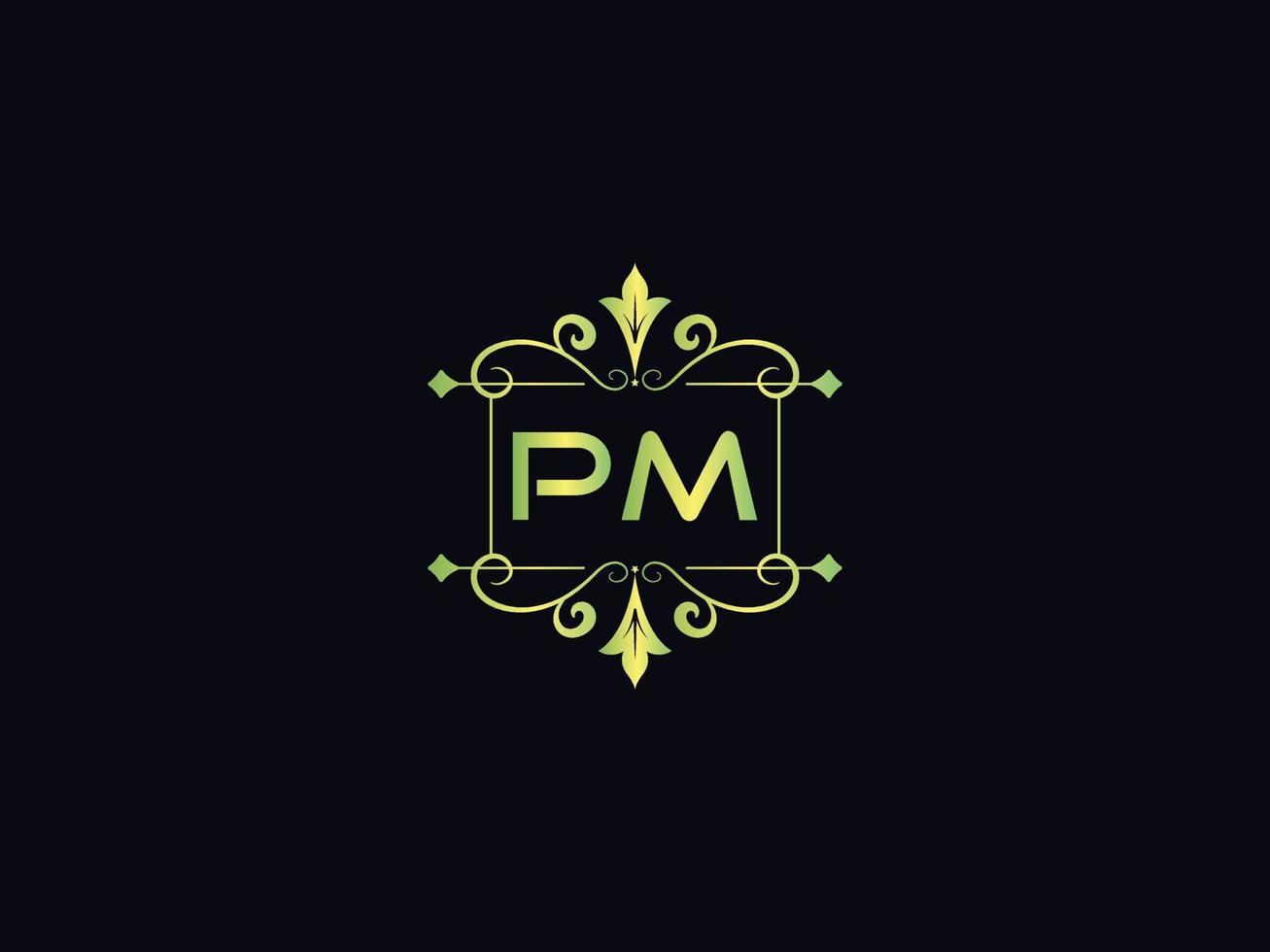 monogramma pm lusso logo, minimo pm lettera logo design vettore