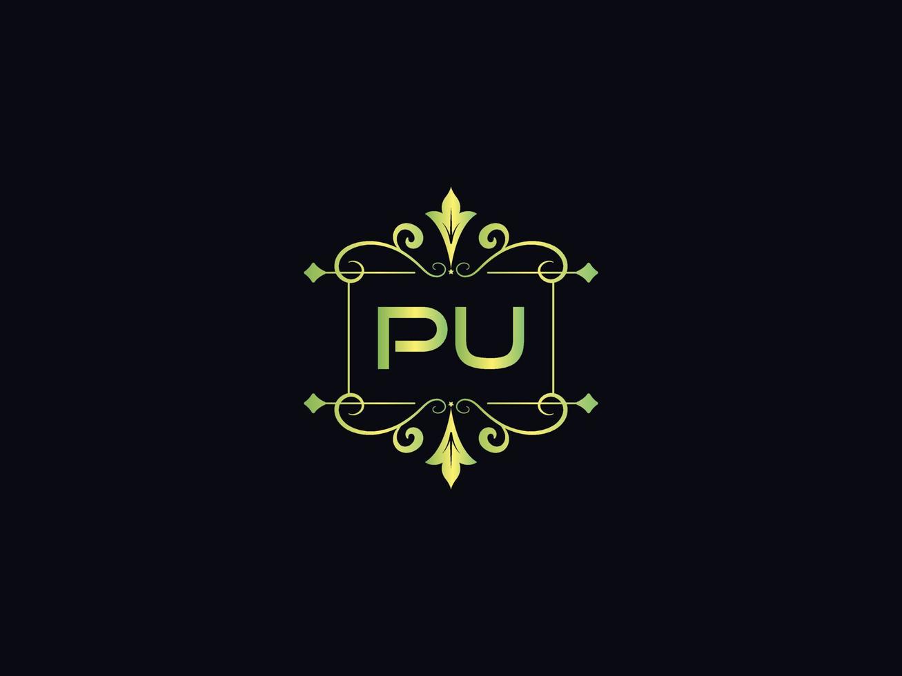 monogramma pu lusso logo, minimo pu lettera logo design vettore