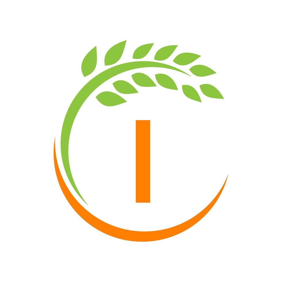 agricoltura logo su io lettera concetto. agricoltura e agricoltura pascolo, latte, fienile logo vettore