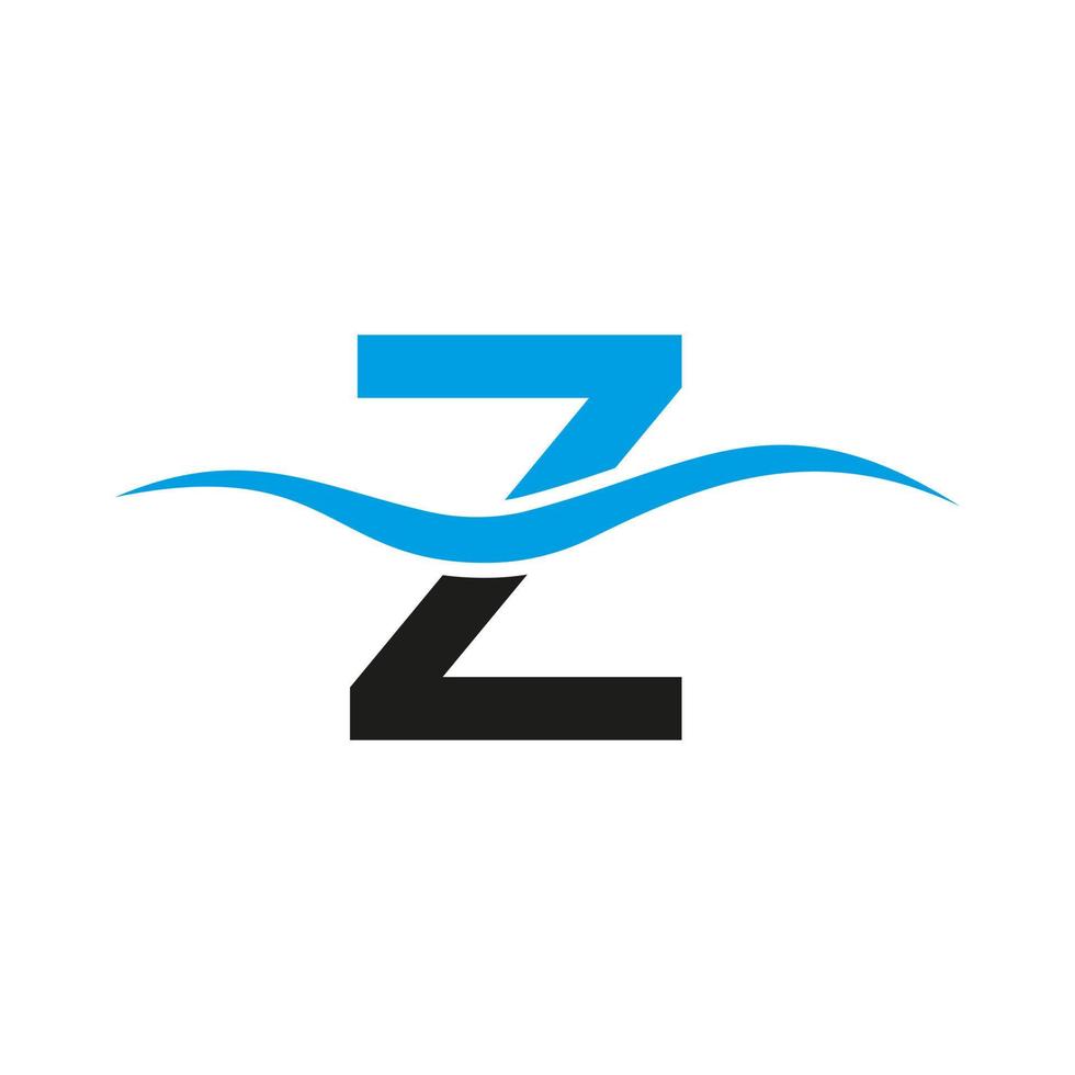 lettera z logo cartello design acqua onda concetto vettore