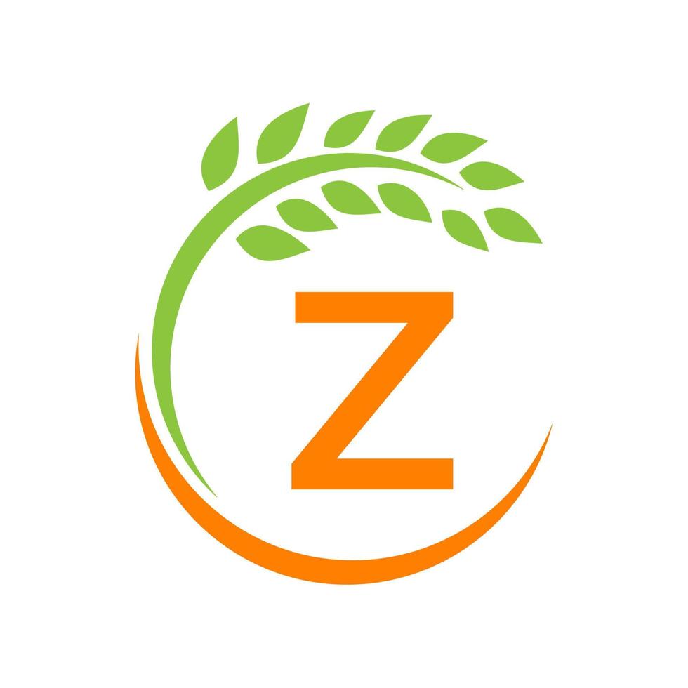 agricoltura logo su z lettera concetto. agricoltura e agricoltura pascolo, latte, fienile logo vettore