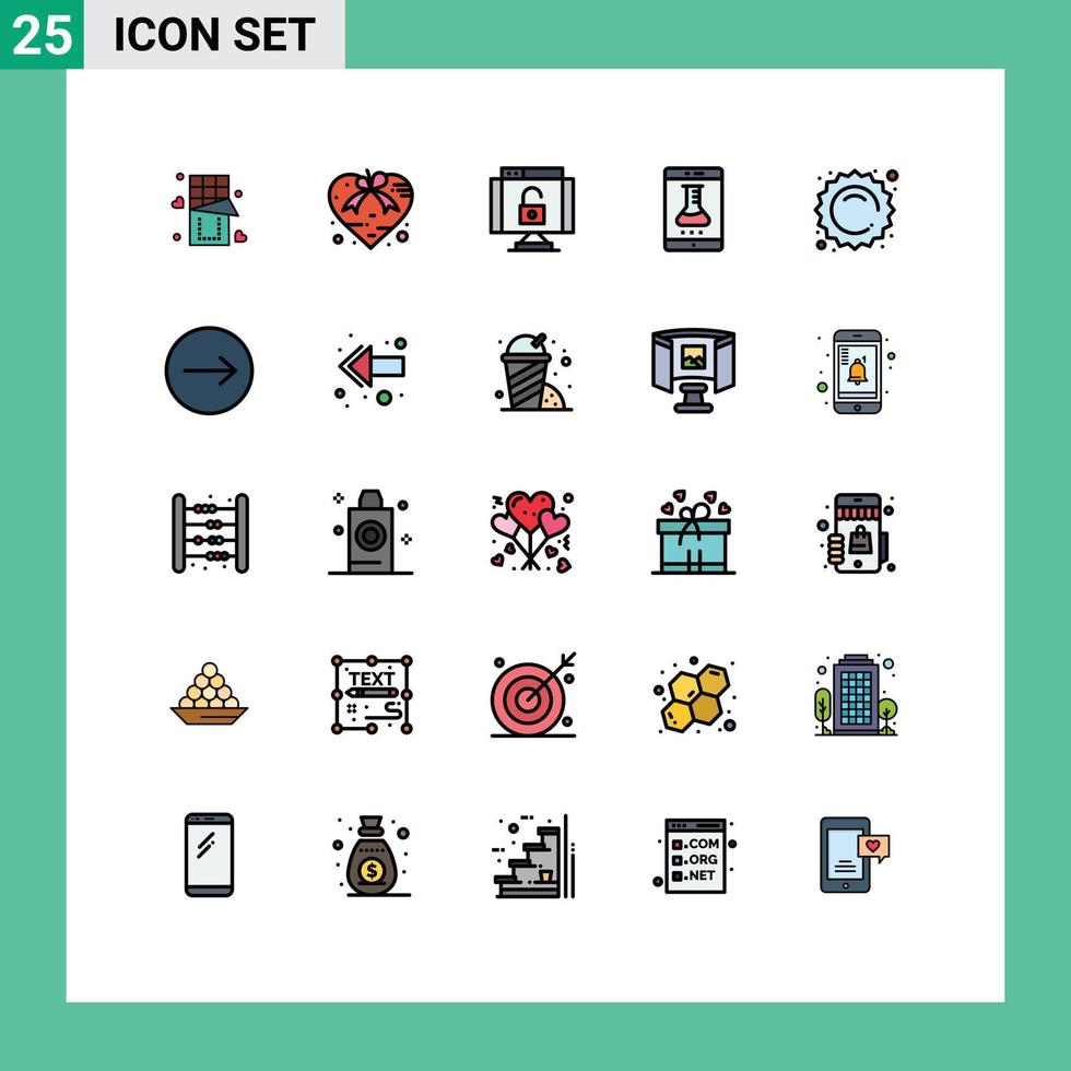 modificabile vettore linea imballare di 25 semplice pieno linea piatto colori di smartphone applicazione in linea laboratorio presente mobile App memorizzare sicurezza modificabile vettore design elementi