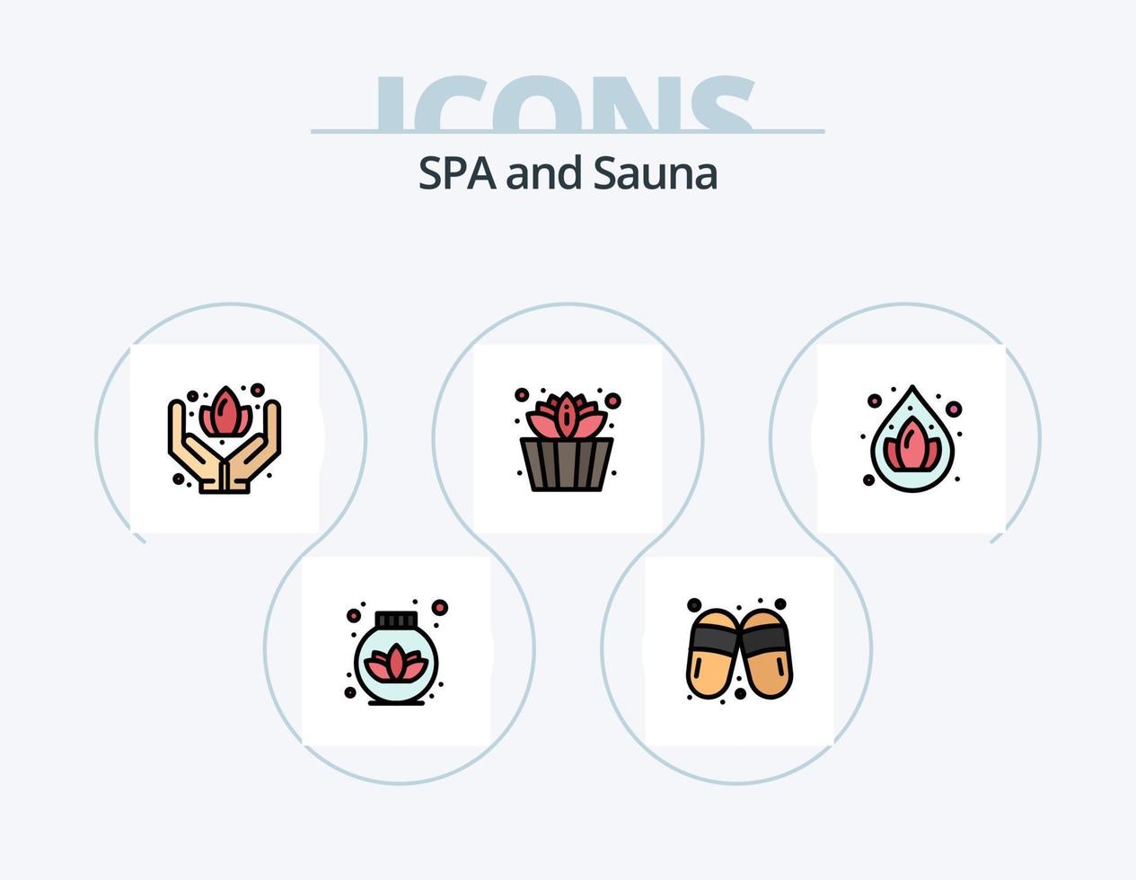 sauna linea pieno icona imballare 5 icona design. . sauna. benessere. amore. cuore vettore