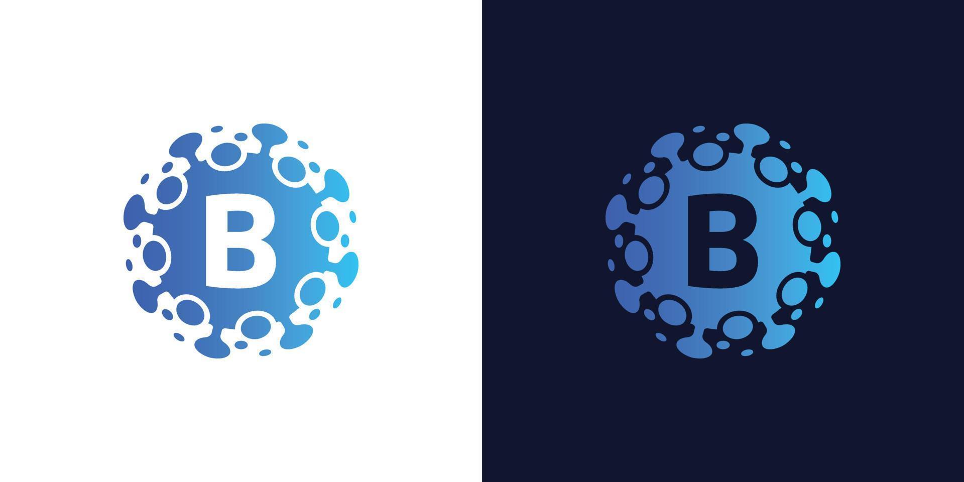 molecola iniziale lettera B logo design , laboratorio logo design elemento , design vettore con puntini