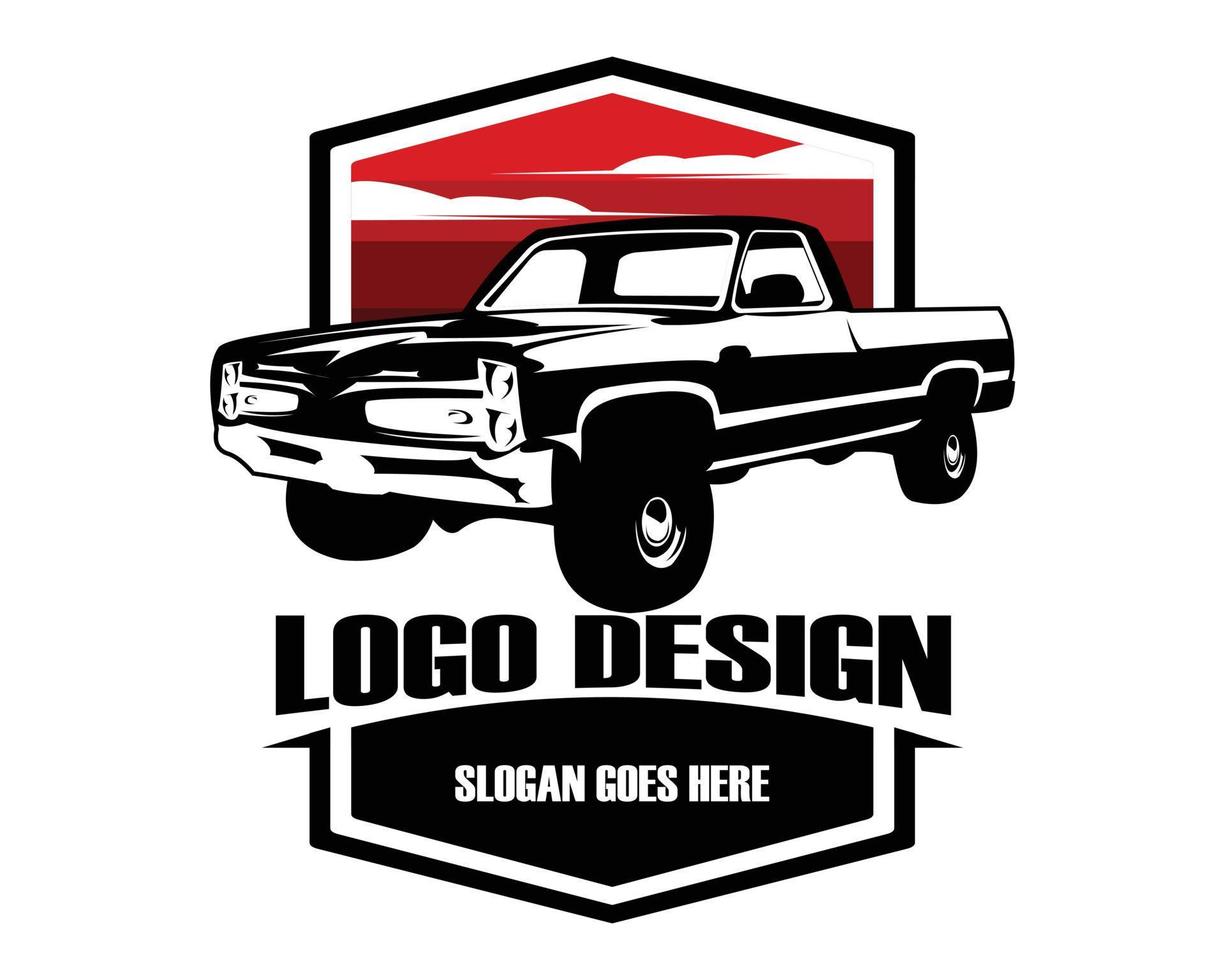 1950 chevy camion logo silhouette. visto a partire dal il lato. sorprendente tramonto Visualizza design. vettore illustrazione a disposizione nel eps 10.