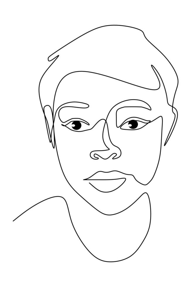 singolo linea disegno di un' donna. mano disegnato stile design linea arte. persone nel ritratto vettore